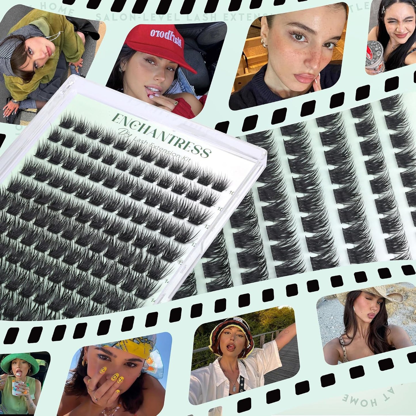 Enchantress Lash Clusters - Wispy D Curl Eyelash Extensions | 10-18mm Volume Individual Lashes for Fluffy Daily Makeup