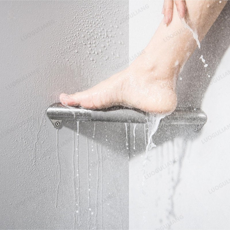 LUOGULIANG Shower Foot Rest for Shaving Legs, Wall Mounted Shower Foot Ledge, Antislip Stainless Steel Bar Foot Ledge for Bathroom, Brushed Nickel