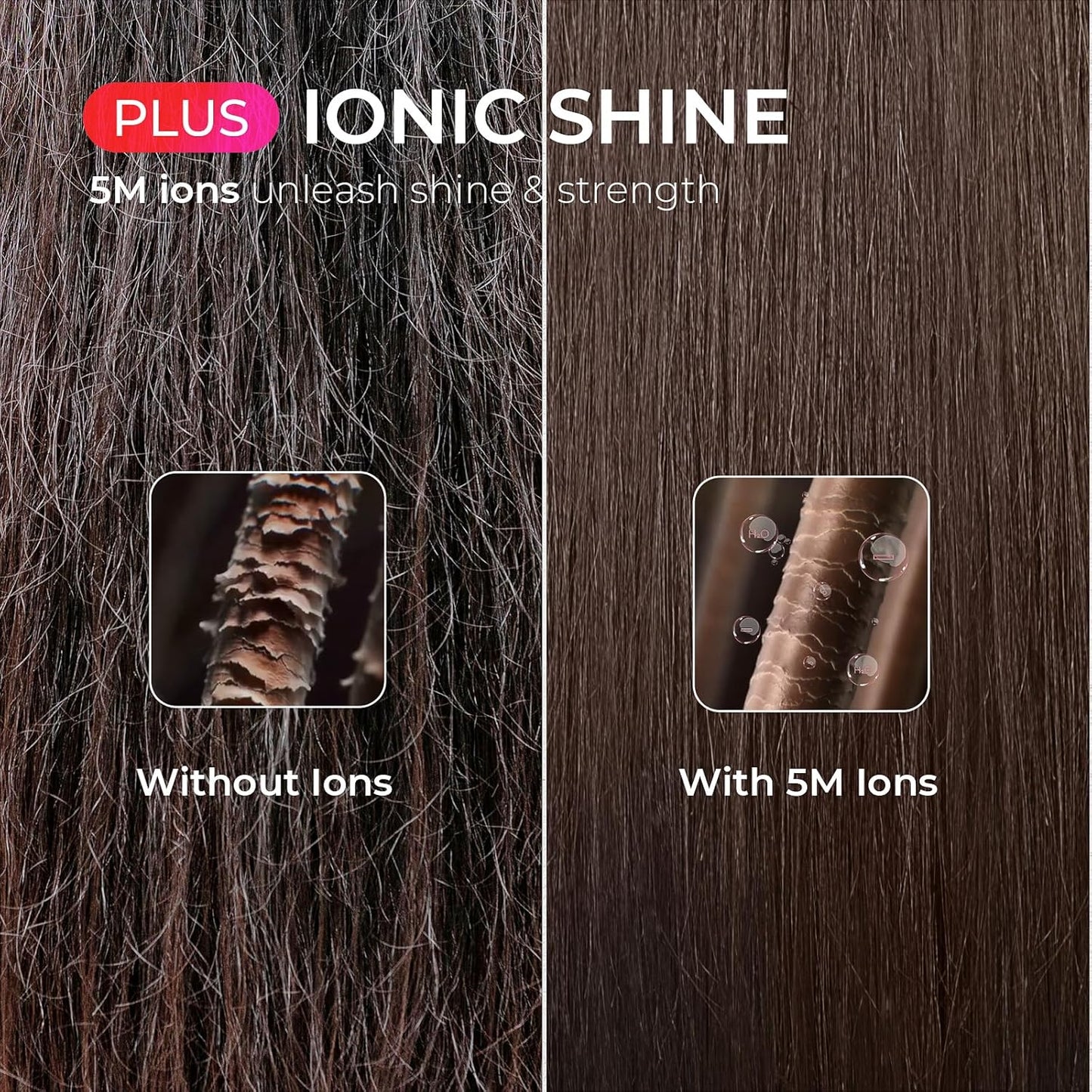 TYMO Ring Plus Ionic Hair Straightener Brush - Titanium Coated, 9 Temp Settings, LED Display | Dual Voltage Styling Tool for Women