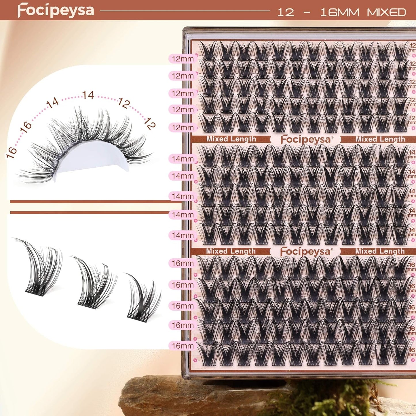 Wispy Lash Clusters - 12-16mm Natural Look Eyelash Extensions for DIY Home Use | Salon Effect Individual Lashes