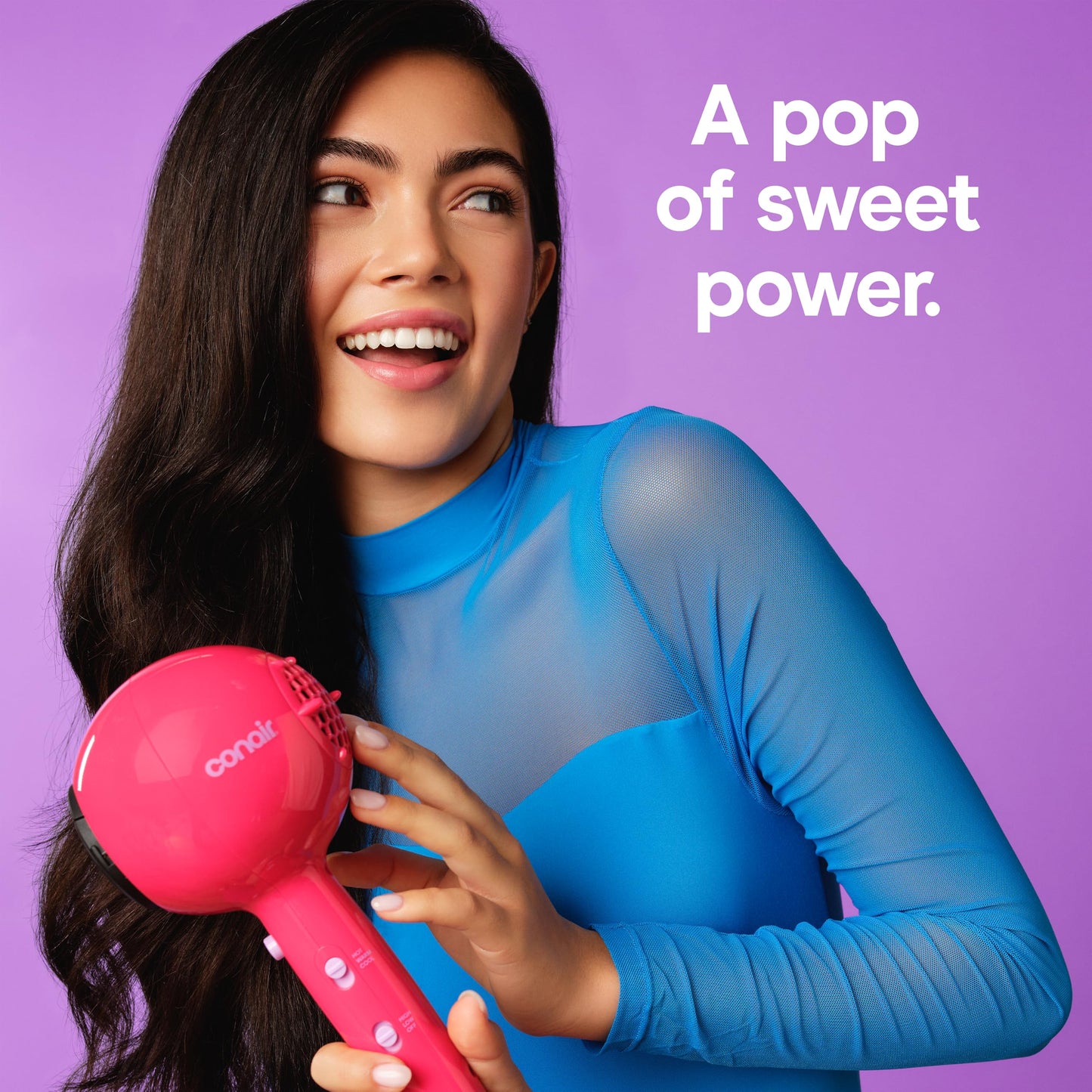 Conair Cake Pop Hair Dryer with Diffuser & Concentrator Attachments, Blow Dryer, Hair Dryers for Women, Tourmaline Ceramic Technology, 3 Heat/2 Speed Settings, Compact Hair Dryer w/Concentrator, Pink