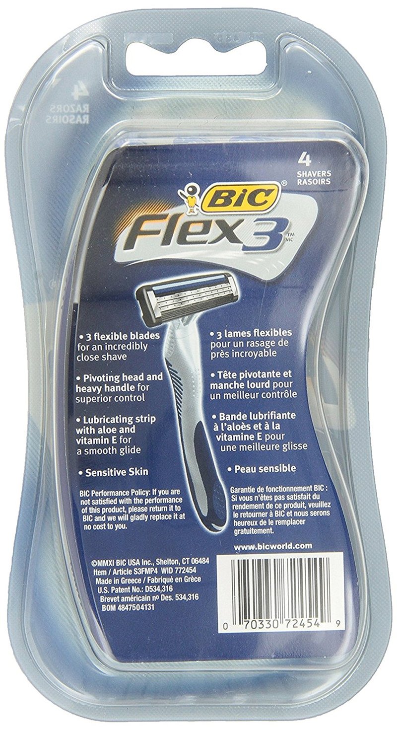 Bic Flex 3 men's shaver, 4 count (2 packs)