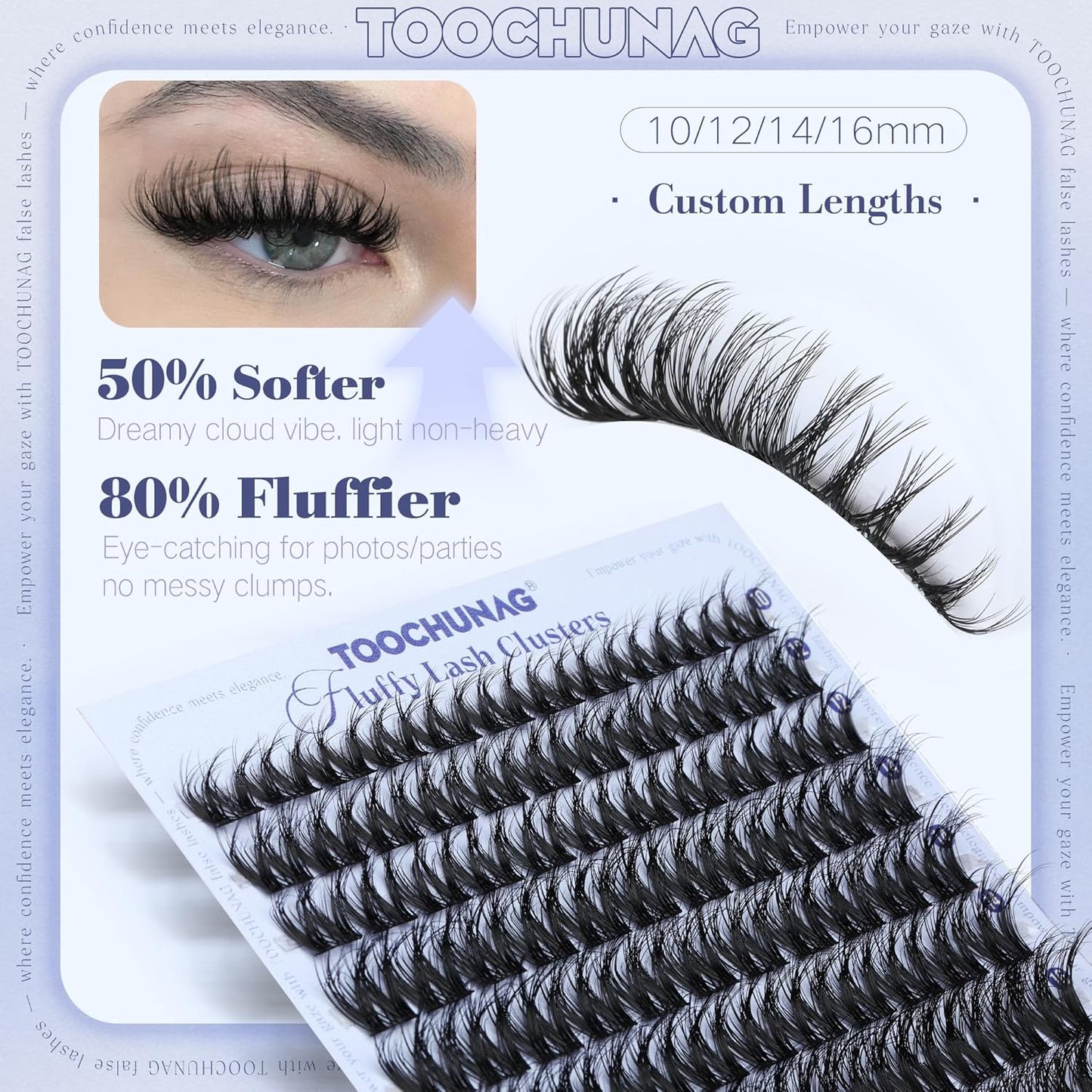 Fluffy Lash Clusters - Volume Eyelash Extensions with D Curl | 10-16mm Wispy Flora Lashes for DIY Baddies