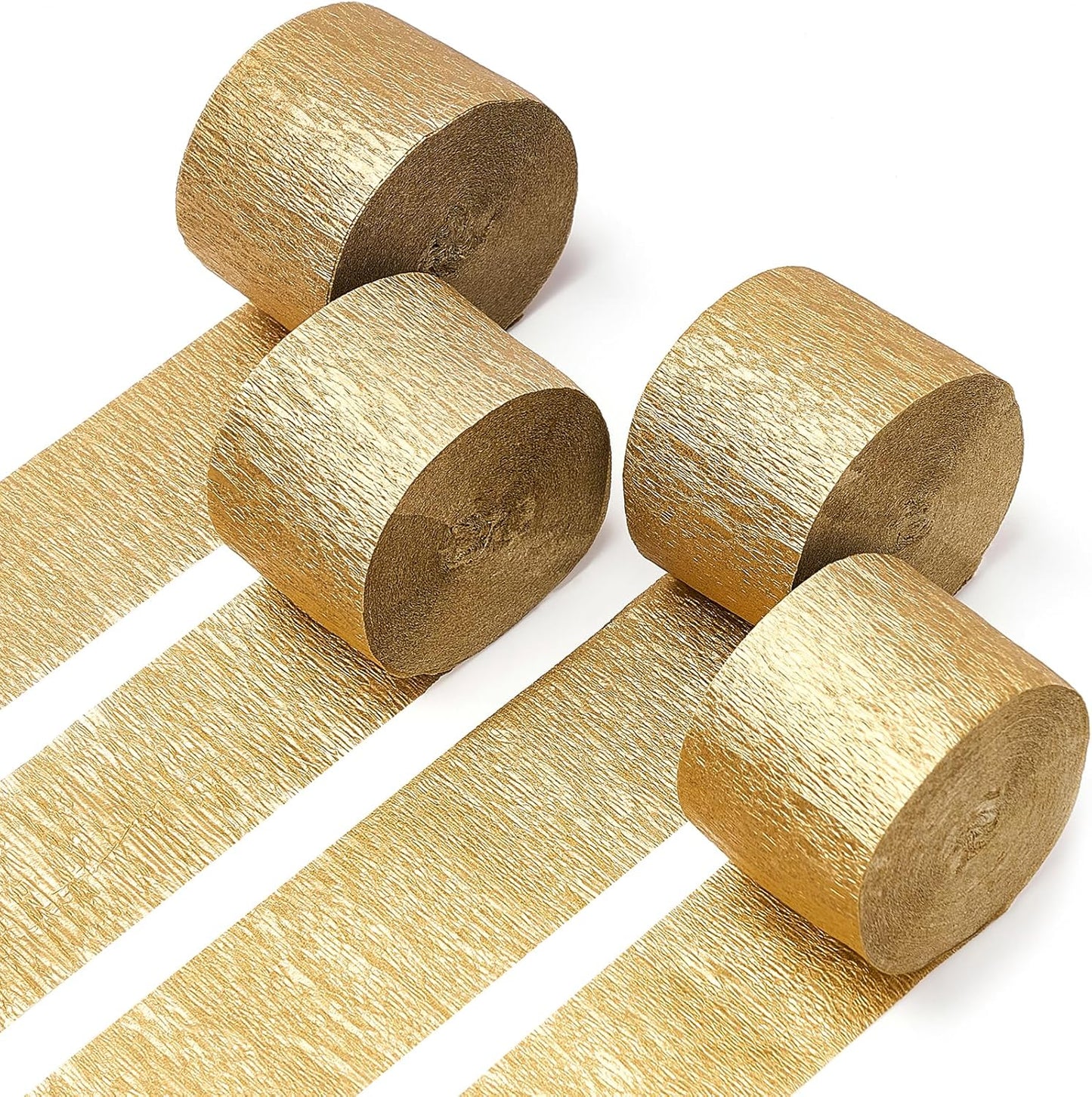 Gold Crepe Paper Streamers - 4 Pack of 328ft | Perfect for Wedding, Birthday, Baby Shower, and Graduation Party Decorations