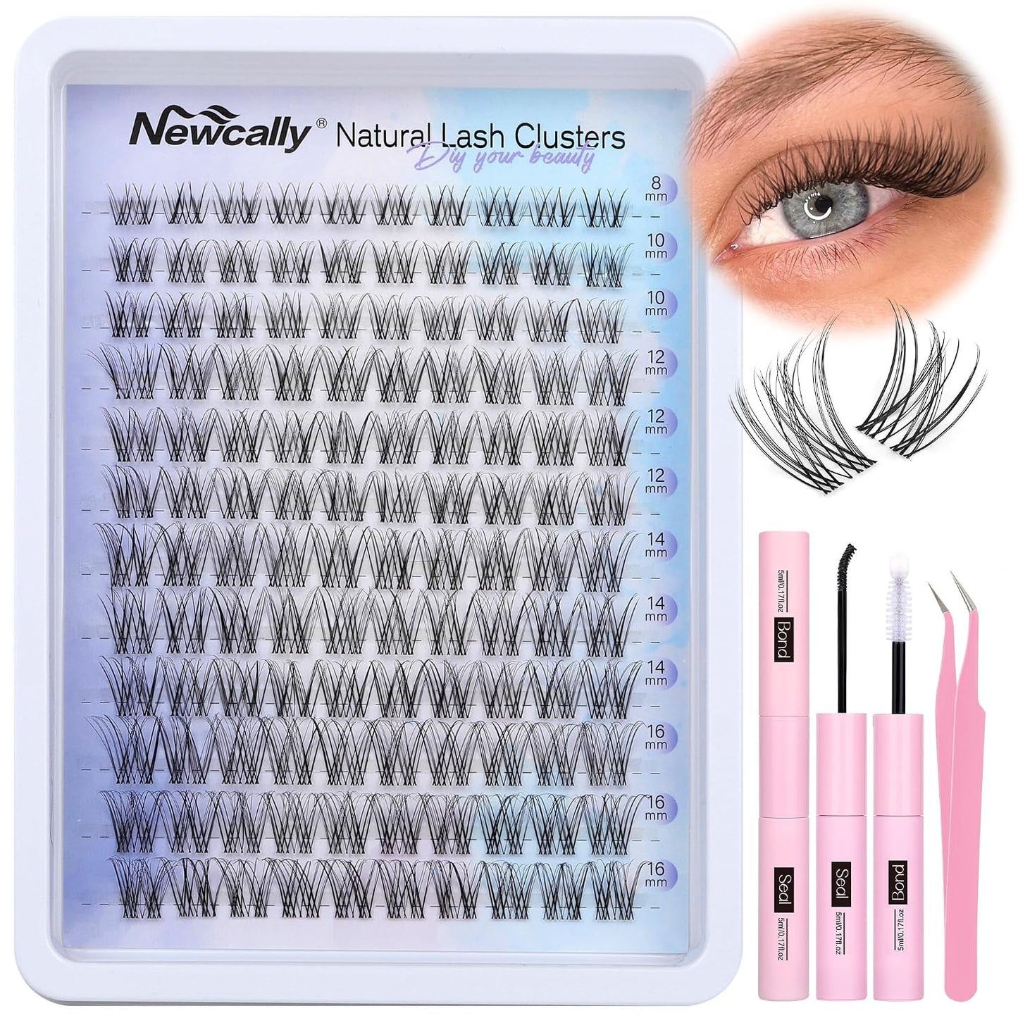 Lash Clusters Kit - Wispy Natural C-Curly Eyelash Extensions | DIY Volume Lashes 10-16MM