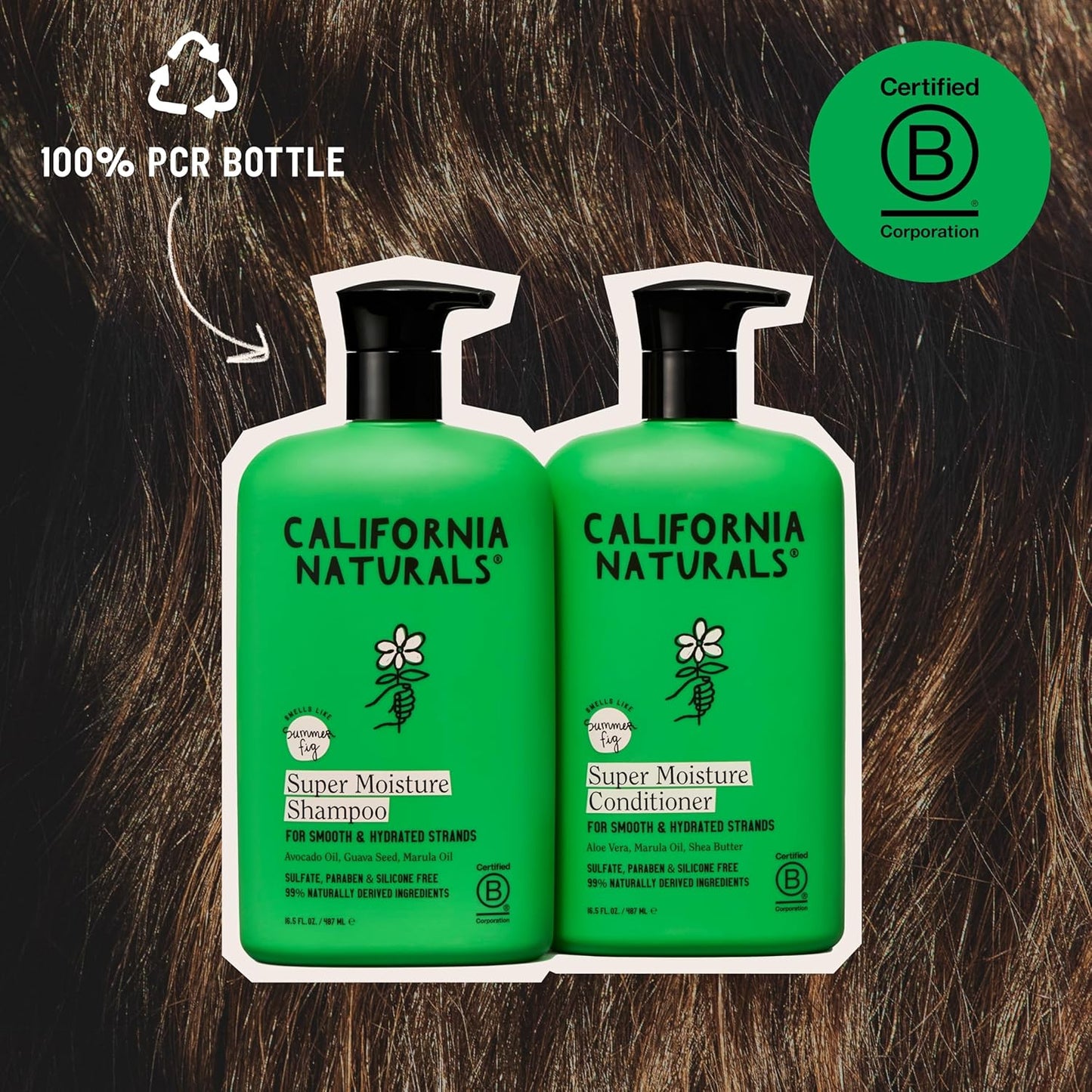 California Naturals Super Moisture Fig Shampoo & Conditioner Set - Natural, Vegan, Color Safe | 20 oz for Damaged Hair