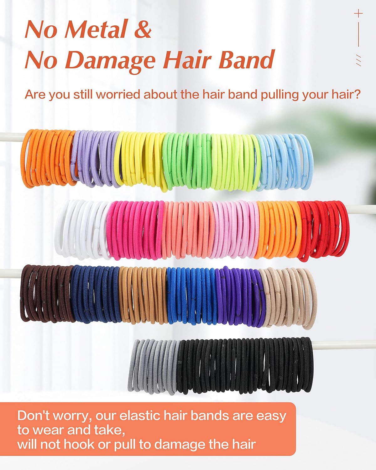Hair Ties for Women and Girls - 203 No Damage Elastic Ponytail Holders | Medium Size, 20 Vibrant Colors
