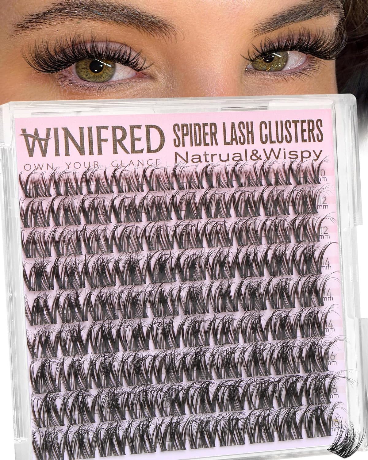 Spider Lash Clusters - Wispy Eyelash Extensions for Natural Look | D Curly 10-16mm Invisible Band