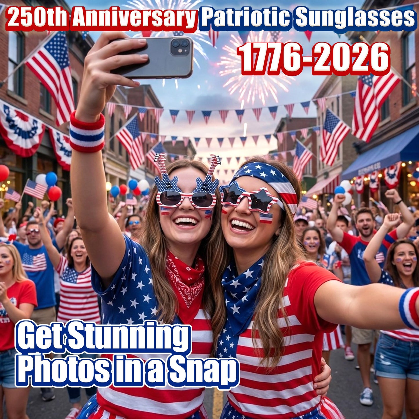 LIONO 11 Pack 4th of July Sunglasses, 250th Anniversary Patriotic USA Glasses, American Flag Sunglasses Red White Blue, Independence Day Memorial Day Party Favors for BBQ, Parade, Photo Booth Props