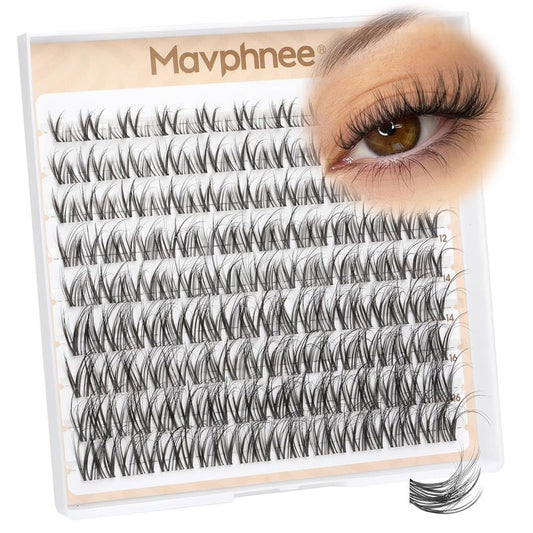 Natural Wispy Eyelash Extensions - Spider Lash Clusters 8-16MM | CC Curl, Flexible Clear Band for Effortless Application