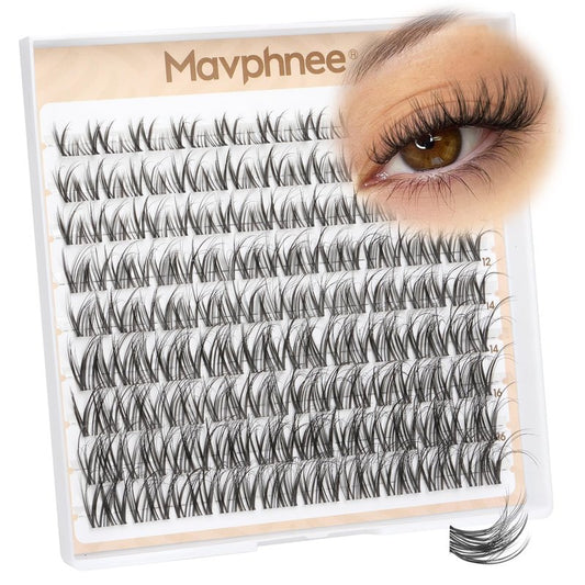 Spider Lash Clusters Natural Wispy Eyelash Extensions 8-16MM Cluster Lash Individuals with CC Curl & Flexible Clear Band Effortless Application Clusters Seamless Blend Eyelashes Inspired by Kim K