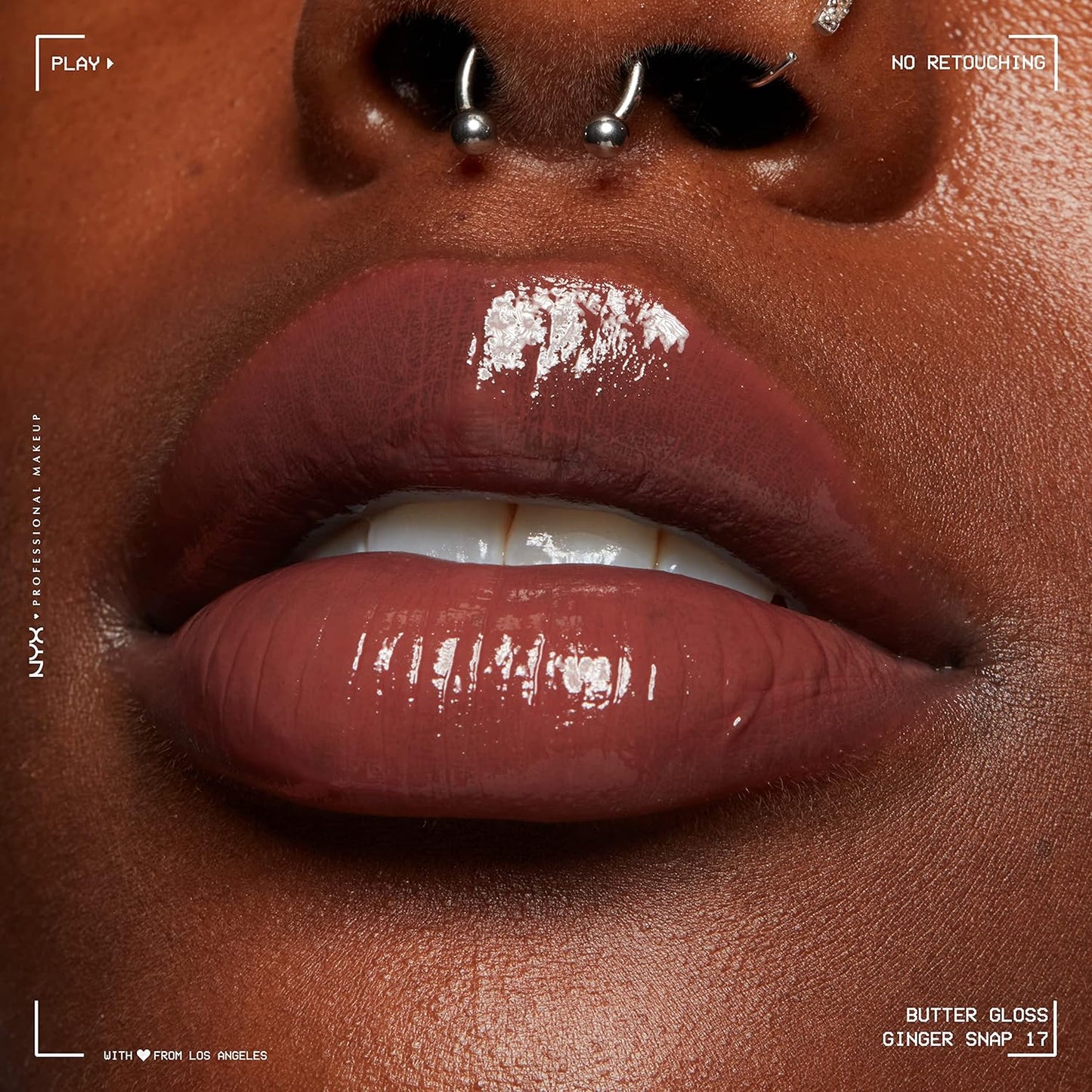 NYX Butter Gloss - Non-Sticky Lip Gloss in Ginger Snap | Rich Chocolate Brown Shade