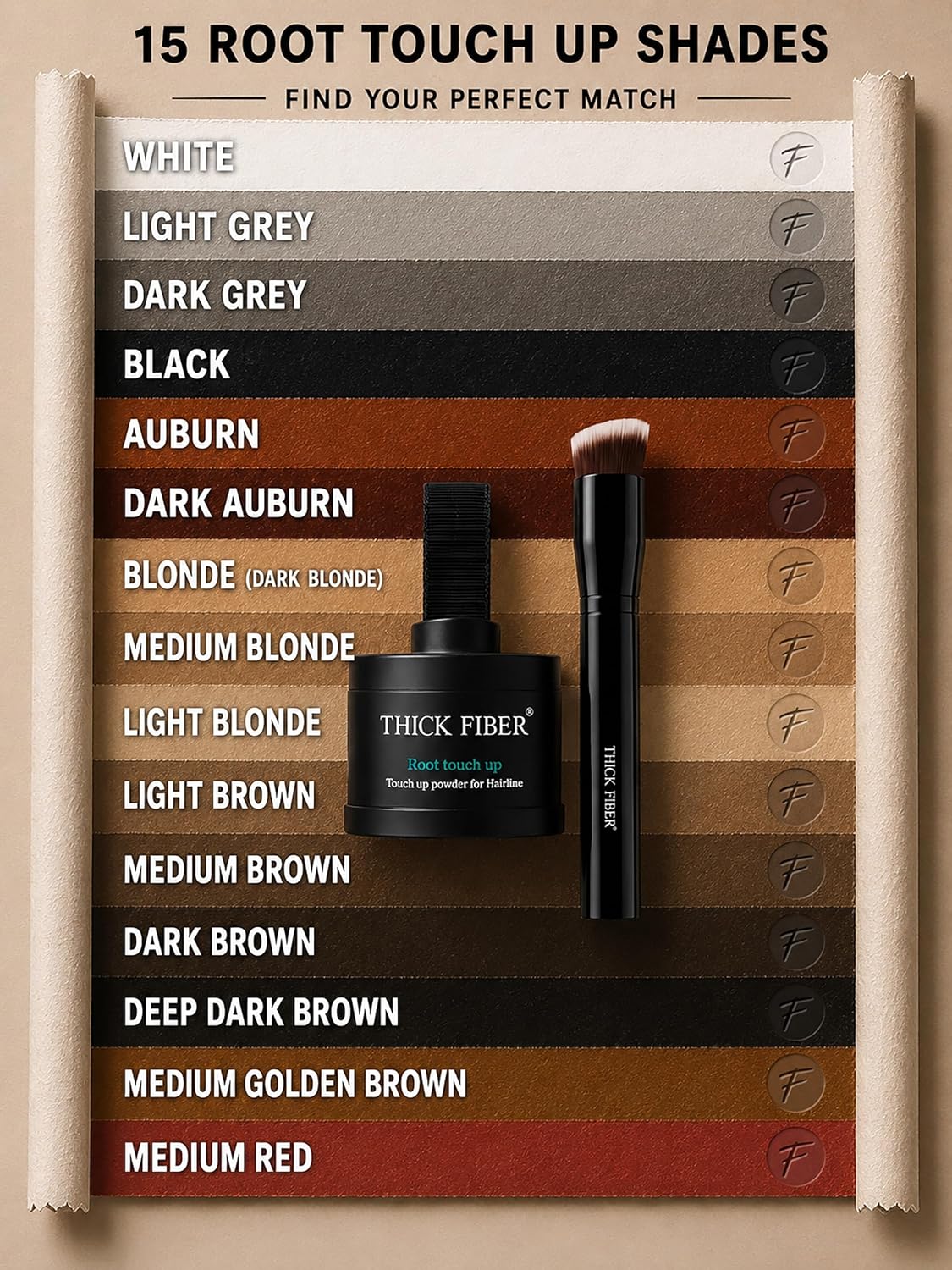 Root Touch Up Set - Water & Sweat Resistant Hair Loss Concealer for Thinning Hair | Auburn Hairline Powder & Brush