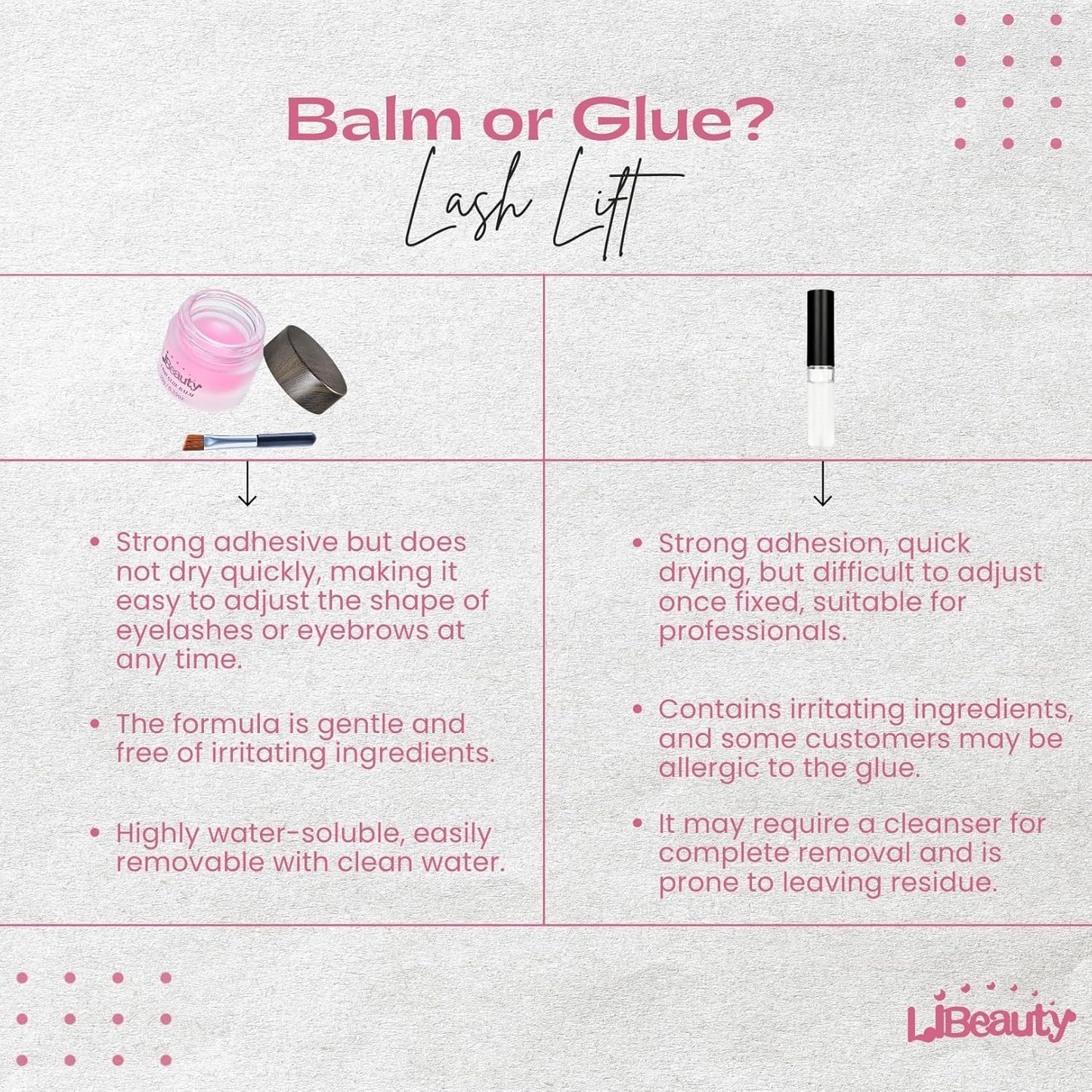 Libeauty Lash Lift Glue Balm - Super Sticky Brow Lamination & Eyelash Perm | Water Soluble, Gentle Fragrance, Pink Peach
