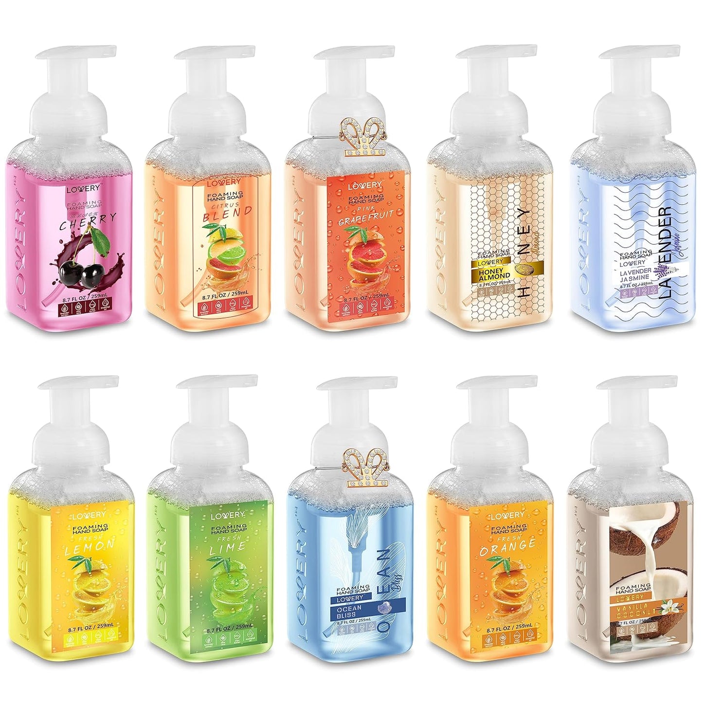 Moisturizing Foaming Hand Soap Pump - 5-Pack | Aloe Vera & Essential Oils, Citrus Blend Fragrances for Kitchen & Bathroom