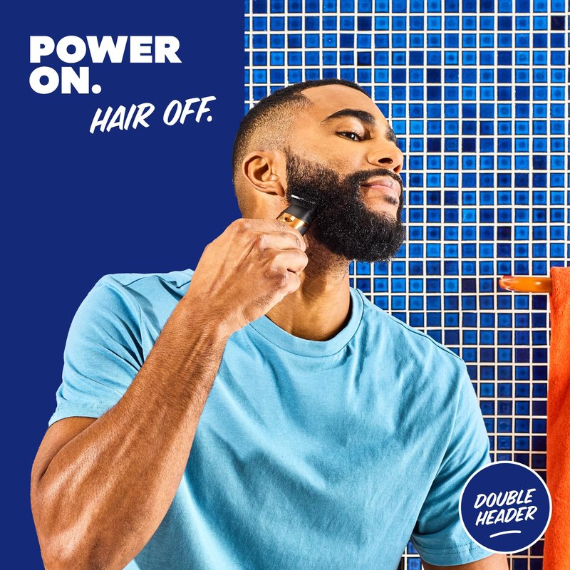 Dollar Shave Club | Double Header Electric Trimmer | Electric Razor with Beard Head & Body Grooming Head