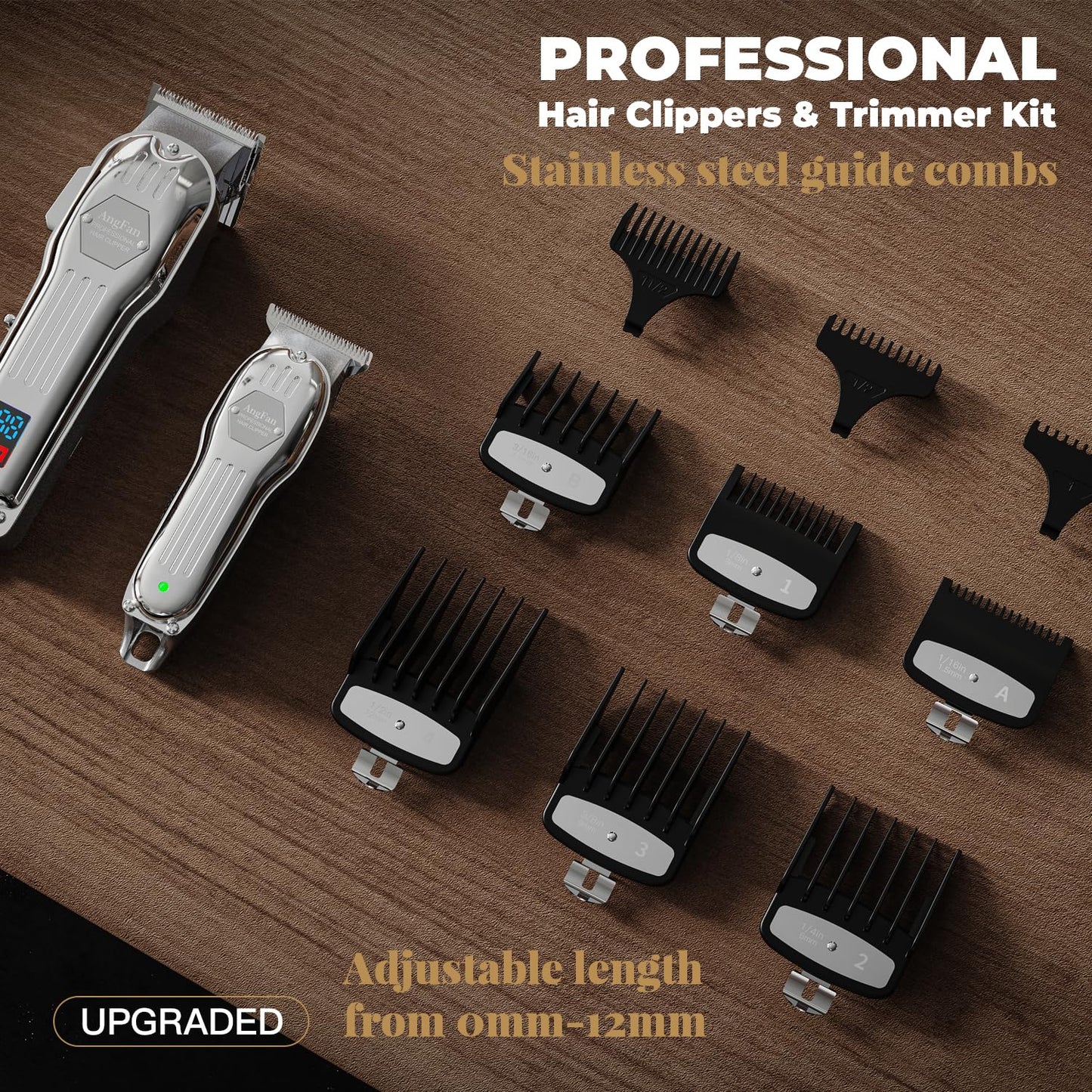 AngFan Professional Hair Clippers for Men Cordless Clipper & Trimmer Set
