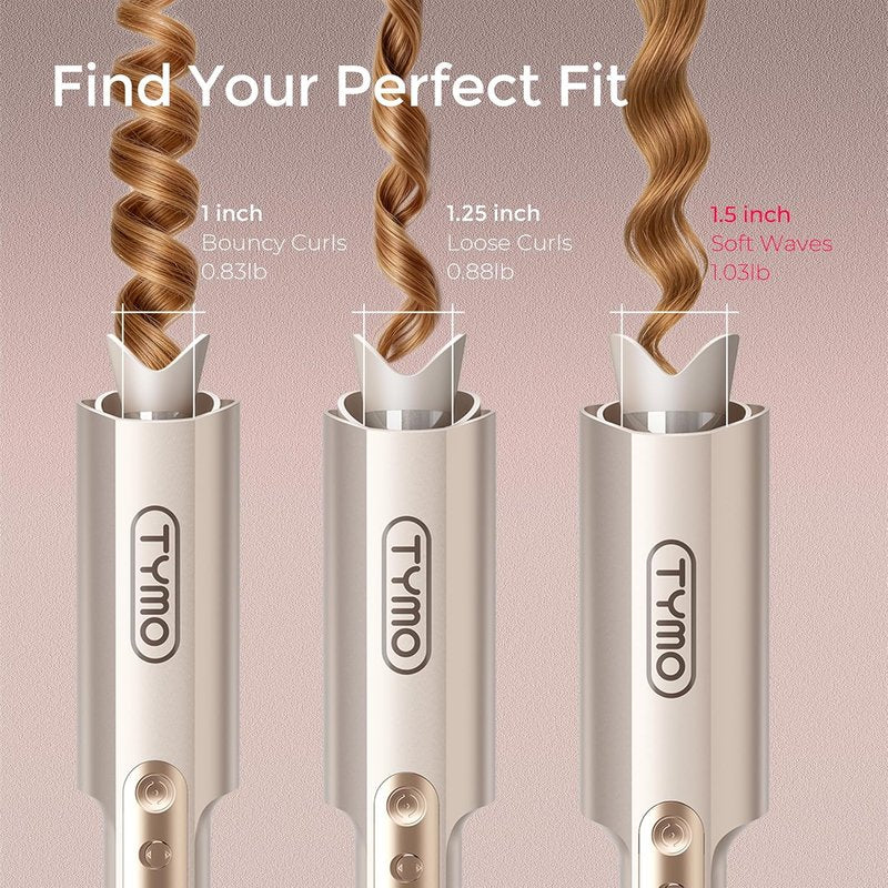 Tymo CurlPro Plus Automatic Rotating Curling Iron - Long Barrel Ceramic Curler for Women | Gold, 1.5 Inch, Anti-Scald, Tangle-Free