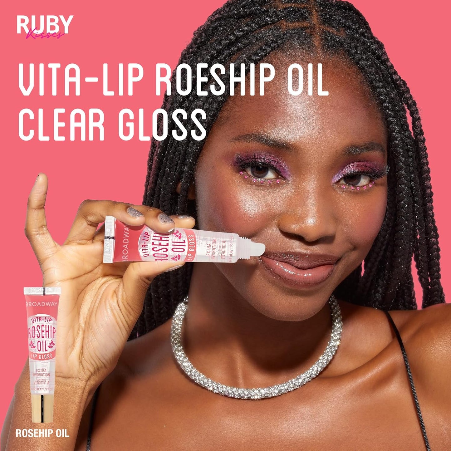 Ruby Kisses Vita-Lip Clear Lip Gloss - Ultra-Hydrating Rosehip Oil Formula | 48 Pack, Non-Sticky High-Shine Finish