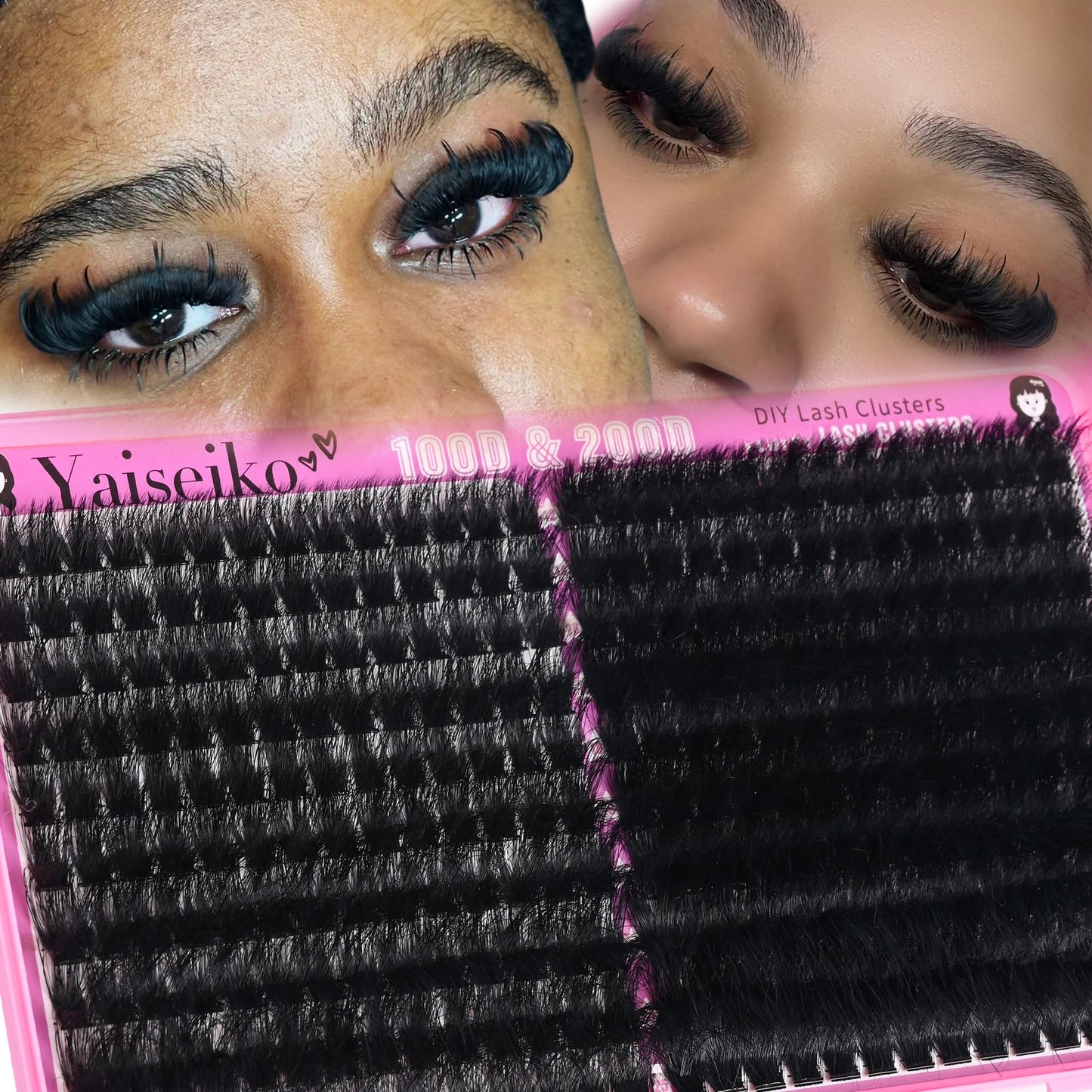 Volume Lash Clusters 100D+200D Mega Lashes Clusters 12-25mm Wispy Individual Lashes Cluster Eyelash Extensions DIY Lash Extension Replacement for Yaiseiko(280Pcs)