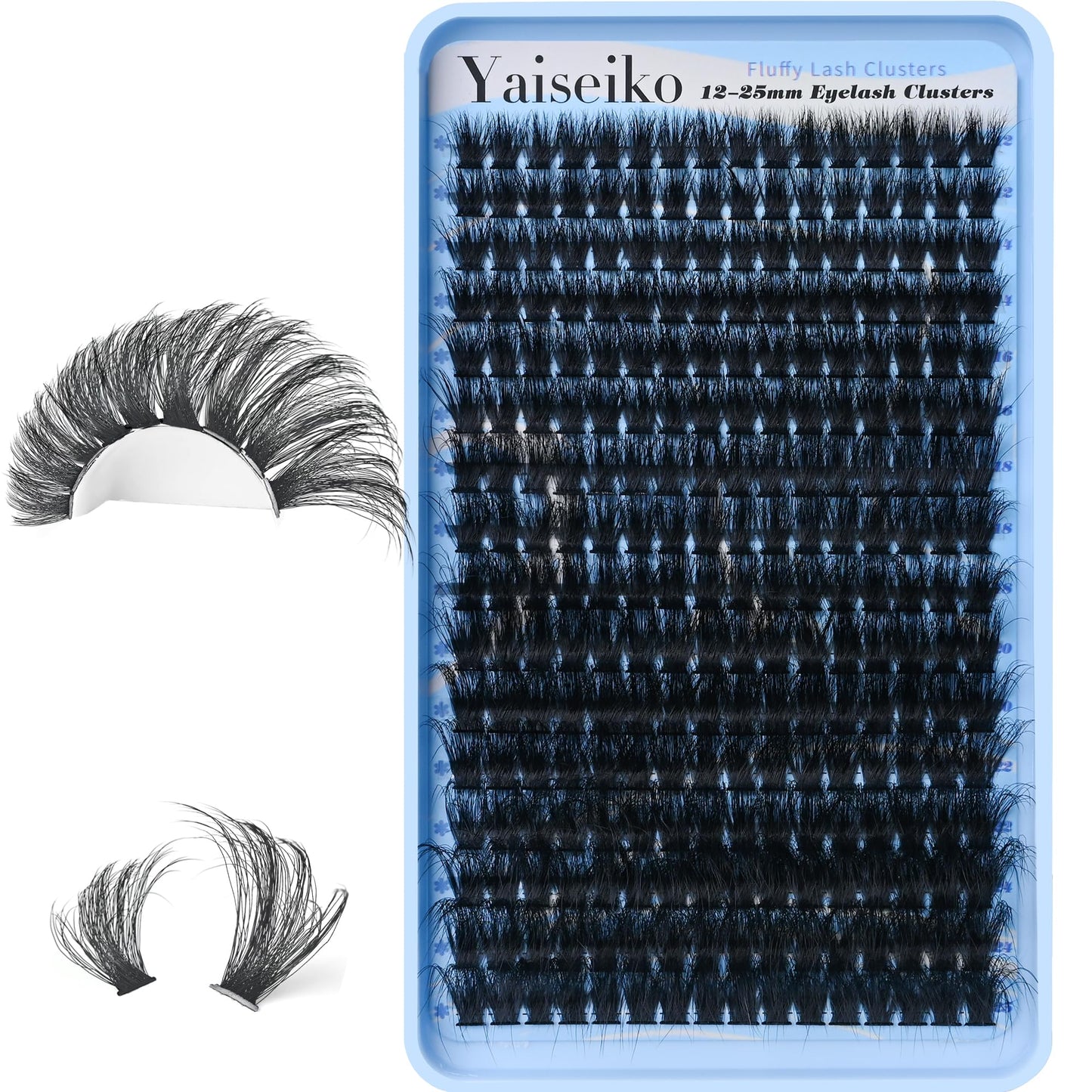 Lash Clusters 140D Thick Eyelash Clusters 12-25mm Wispy Individual Mega Volume Lashes D Curl Long Cluster Eyelash Extensions 256Pcs DIY Lash Extension at Home, by Yaiseiko(Plant Fiber)