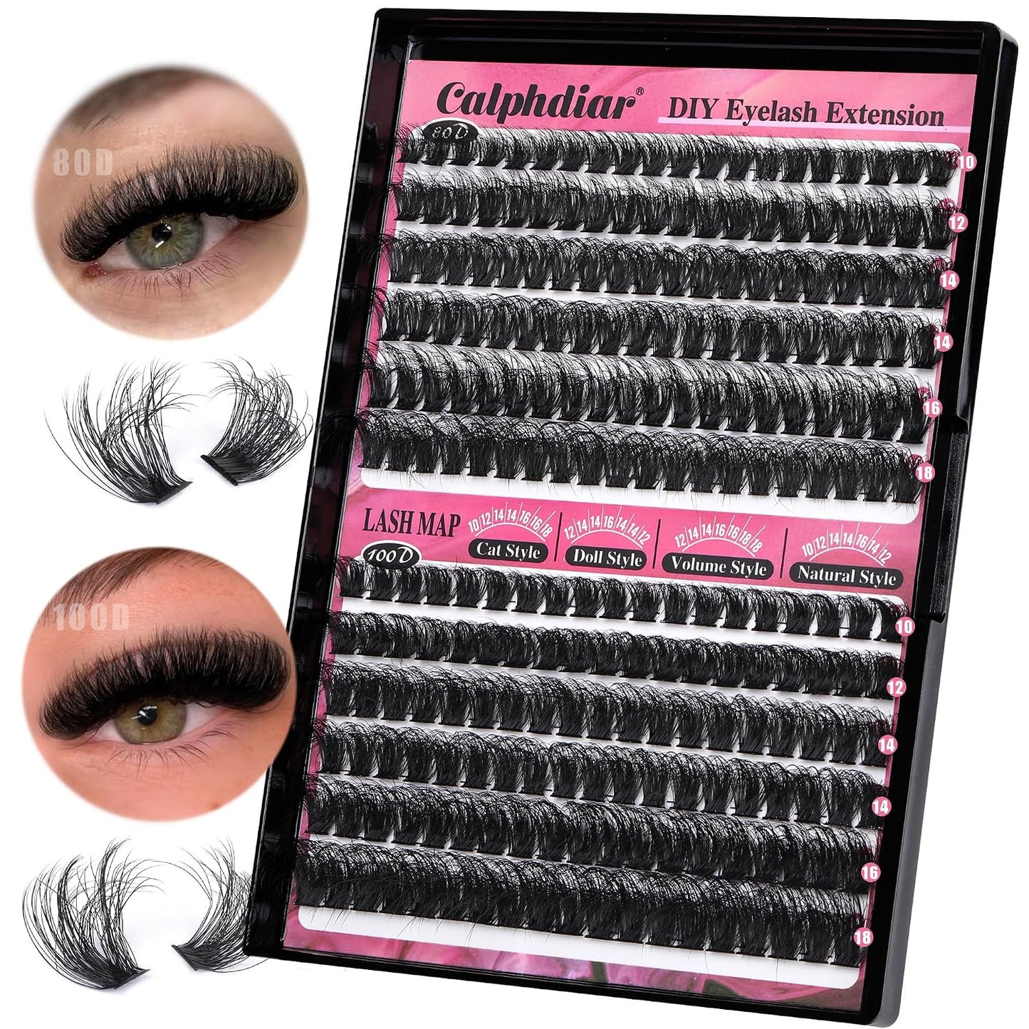 Eyelash Extensions - Enchantress Volume Cluster Lashes | Wispy 10-18mm D-Curl Soft Band for Easy DIY Application