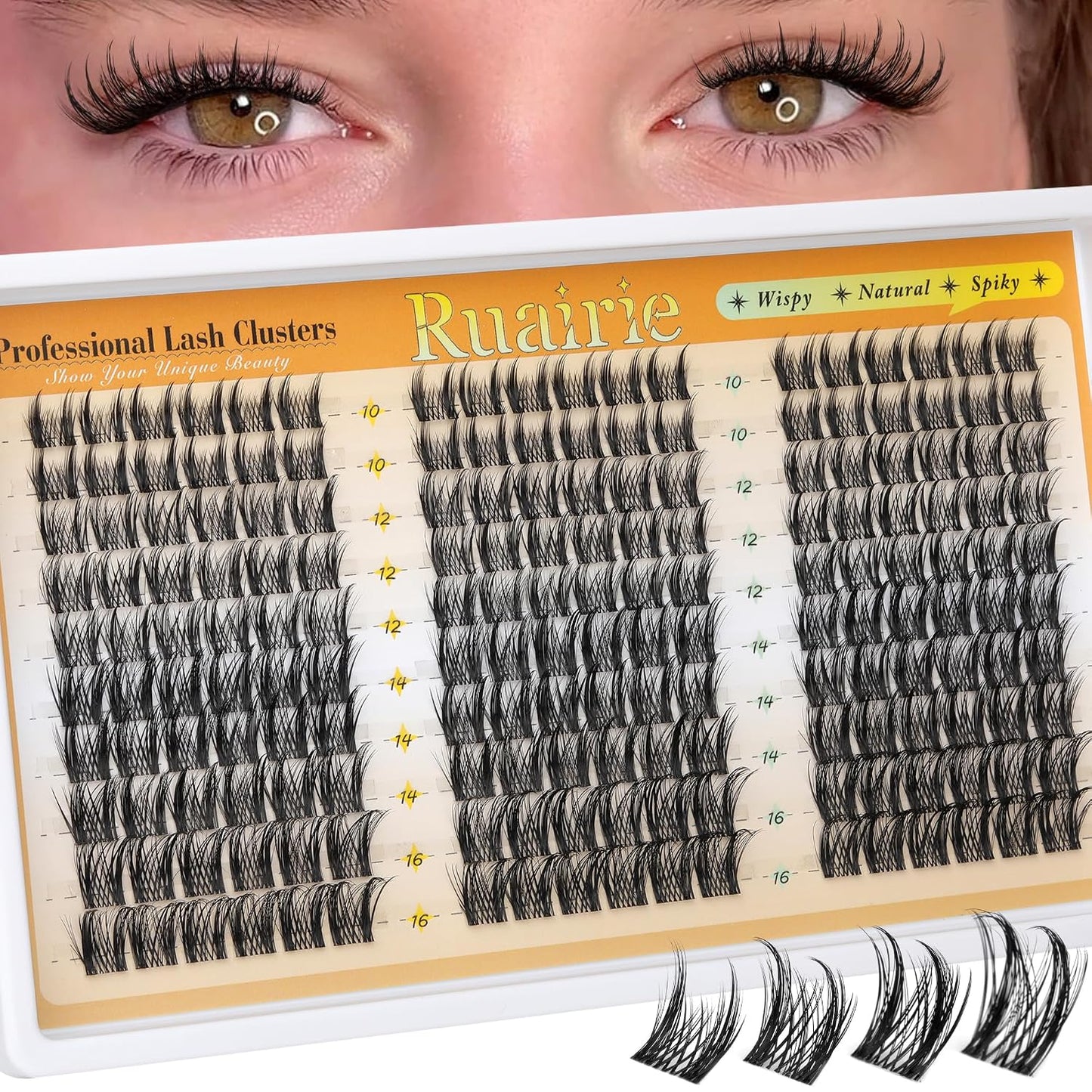 Manga Lash Clusters - Natural Wispy Eyelash Extensions | C-Curl 8-14mm, 180pcs DIY Kit