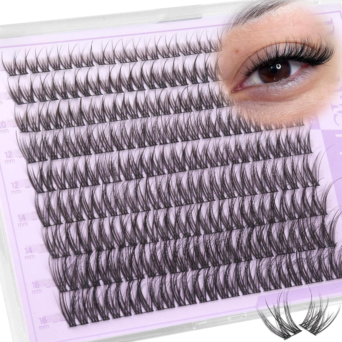 Manga Lash Clusters - Natural Wispy Eyelash Extensions | C-Curl 8-14mm, 180pcs DIY Kit