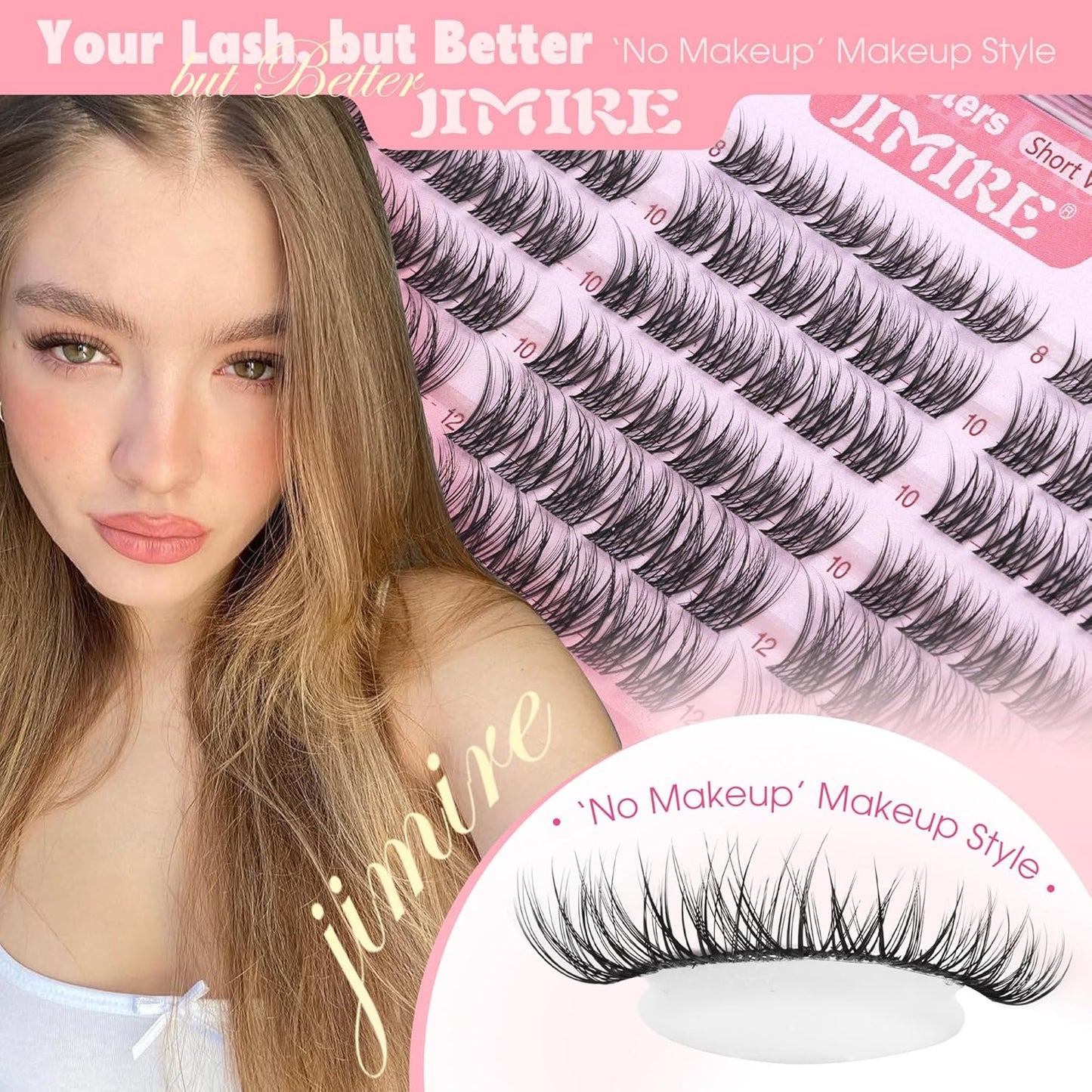 Natural Lash Clusters - Wispy 8-12MM C-Curly Eyelash Extensions | 120Pcs DIY Clear Band Lashes