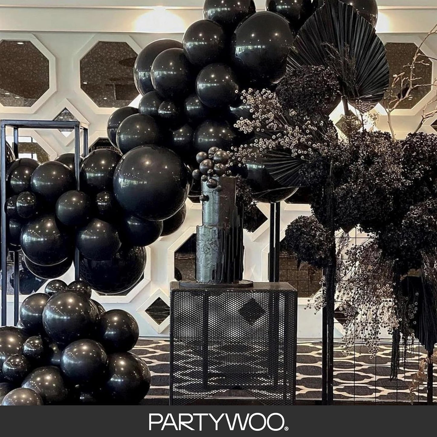 Black Balloon Arch Kit - 140 Pcs in 5-18 Inch Sizes for Baby Showers, Birthdays & Anniversaries | Elegant Black Decor