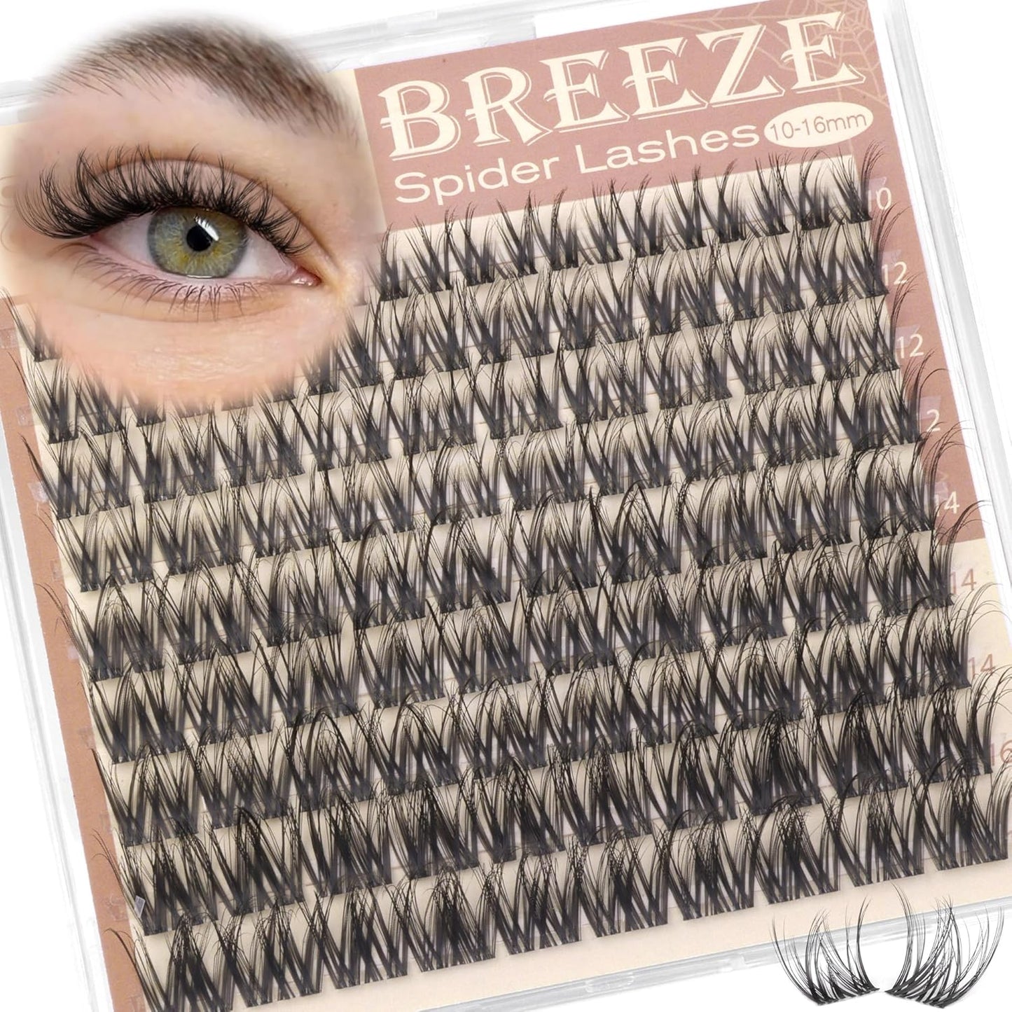 Spider Lash Clusters - Wispy Breeze Natural Eyelash Extensions | D Curl 10-16mm Invisible Band for Daily Wear