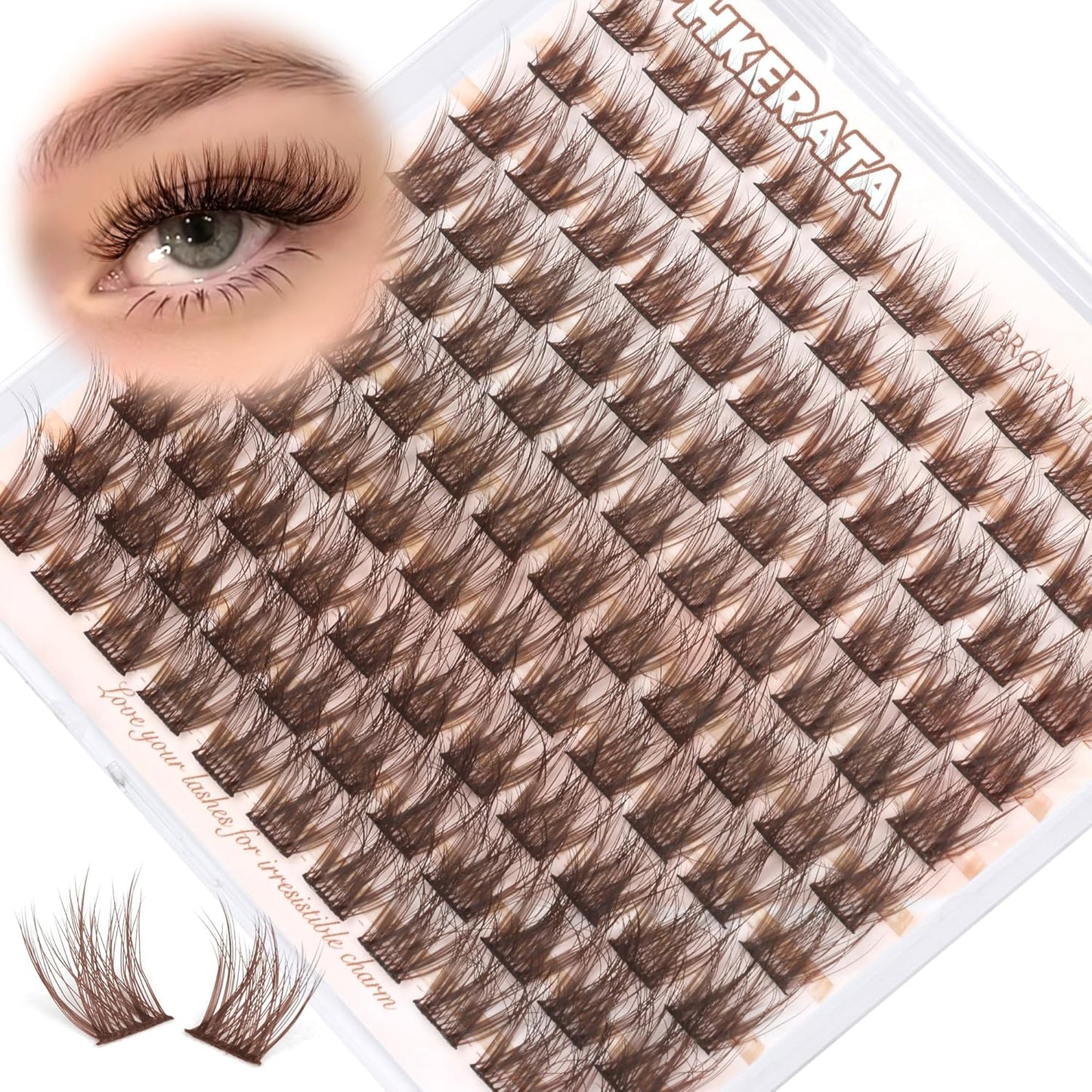 Brown Lash Clusters - Wispy C Curvature Eyelash Extensions | 110 Pcs DIY Individual Lashes, 10-16 mm