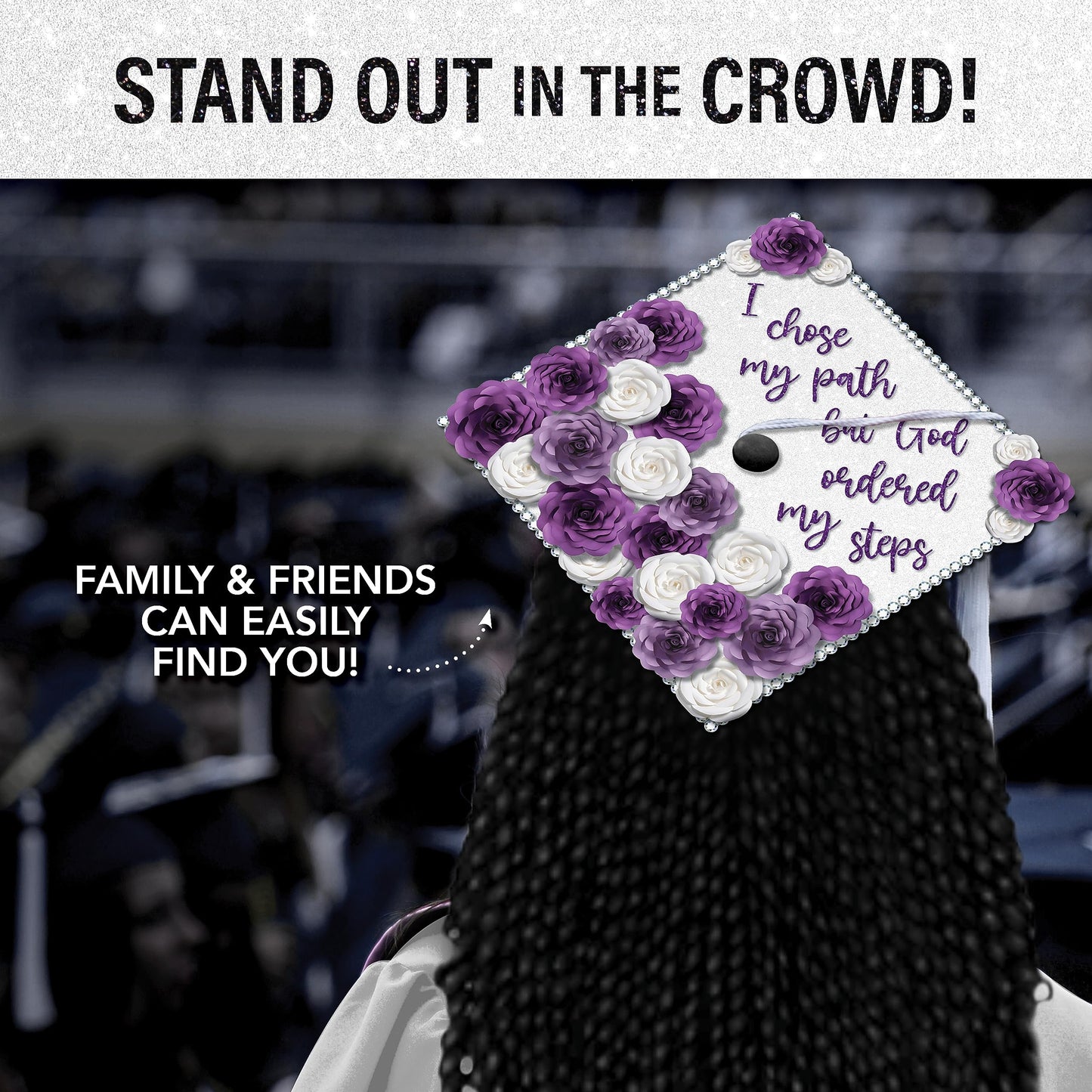 Glitter Heavyweight Premium Construction Paper for Grad Caps, 5 Sheets, DIY Grad Cap Decorations (White)