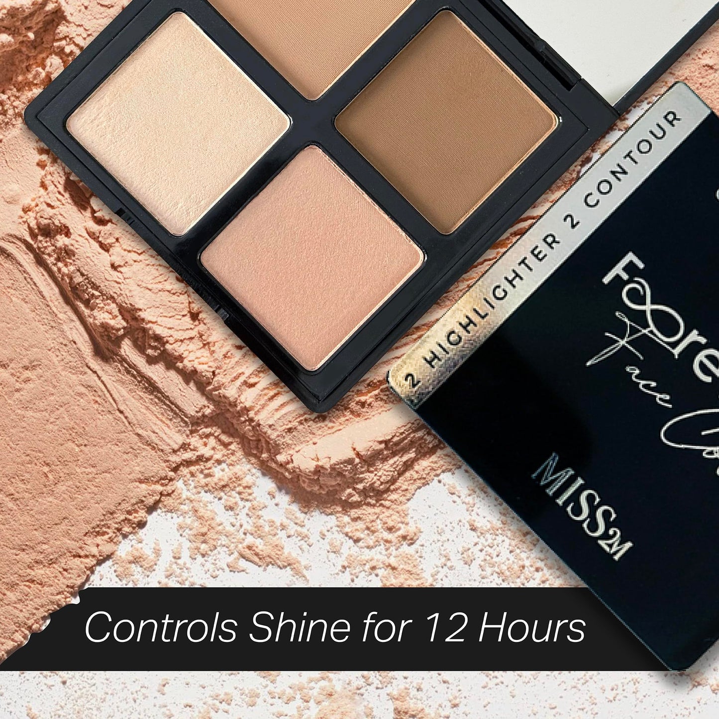 MISS2M Forever 4-in-1 Easy Contouring Makeup Kit with Soft Matte Bronzing Powder and Glowy Highlighters | Stay-All-Day Powder Contour Palette, 18g
