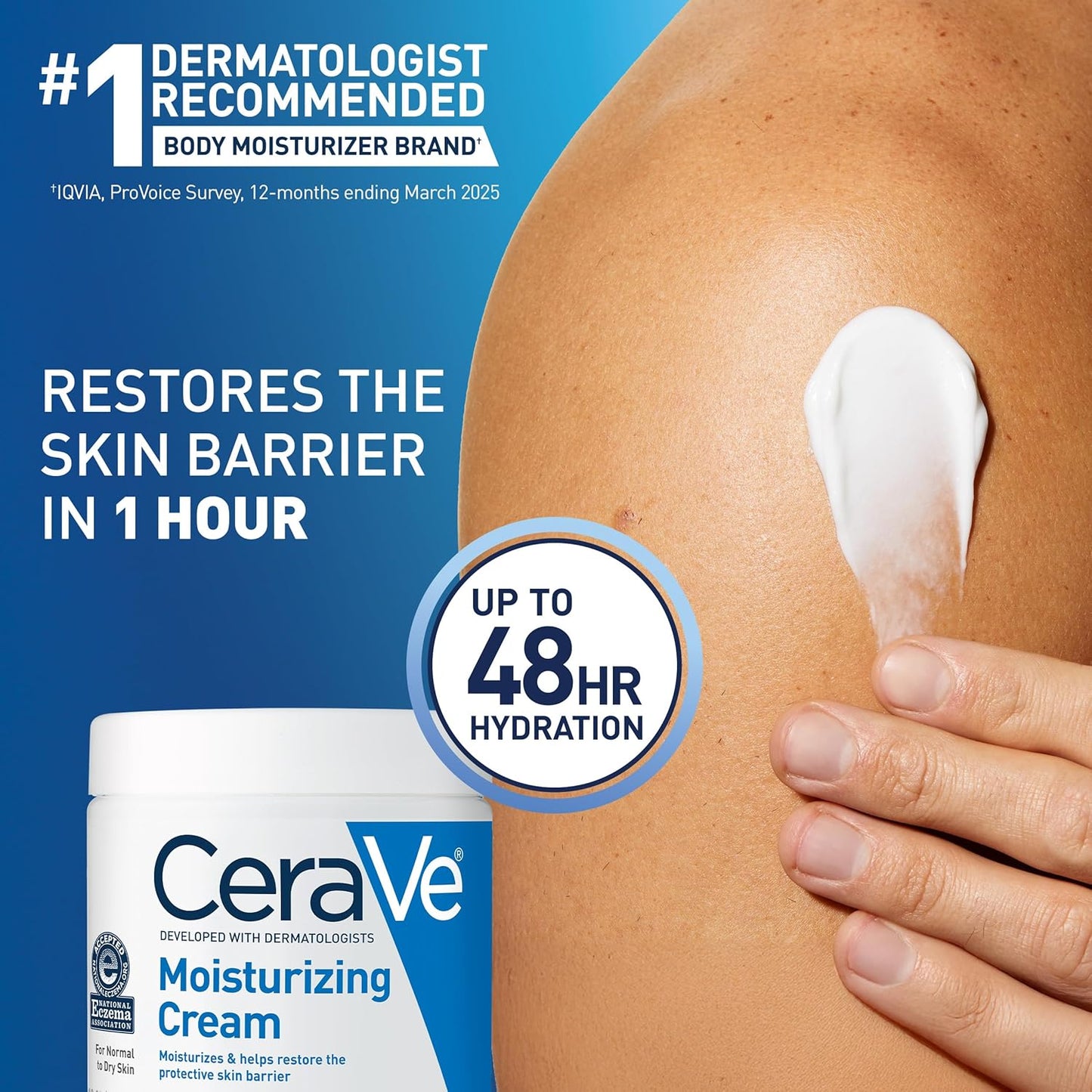 CeraVe Moisturizing Cream - Hydrating Body & Face Moisturizer with Hyaluronic Acid | 19 Ounce, Oil-Free, Fragrance-Free