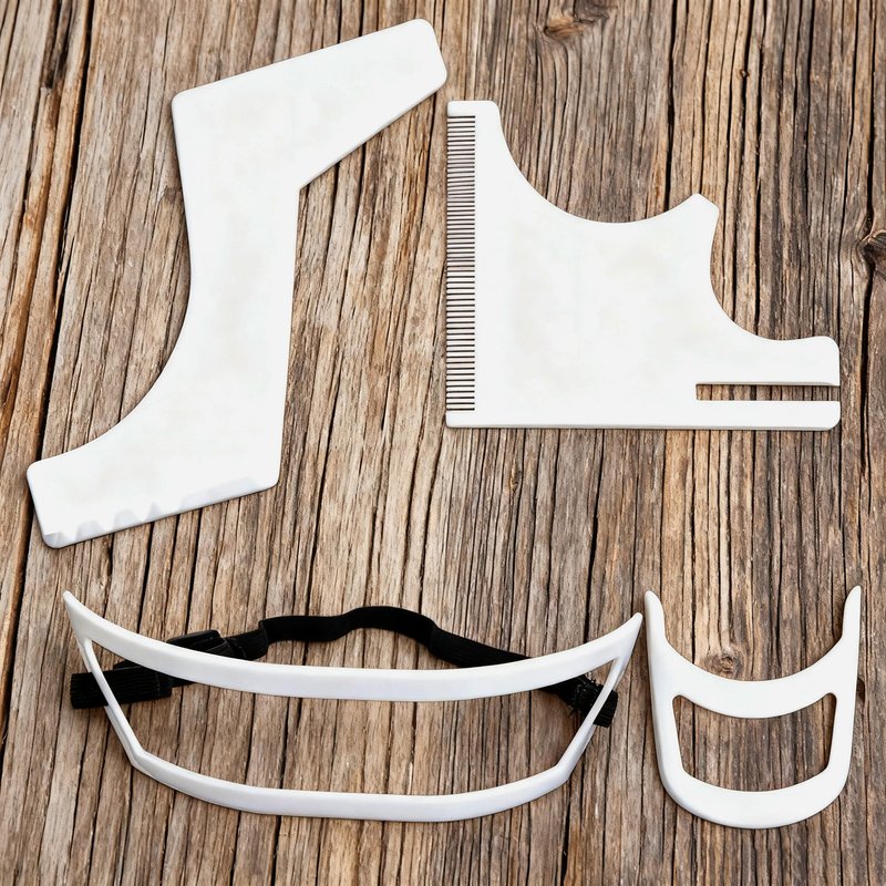 4 Pcs Men's Beard Trimming Tool Reusable Hairline Shaping Tool, Goatee Groomer Portable Plastic Template Set for Hair and Beard (White)
