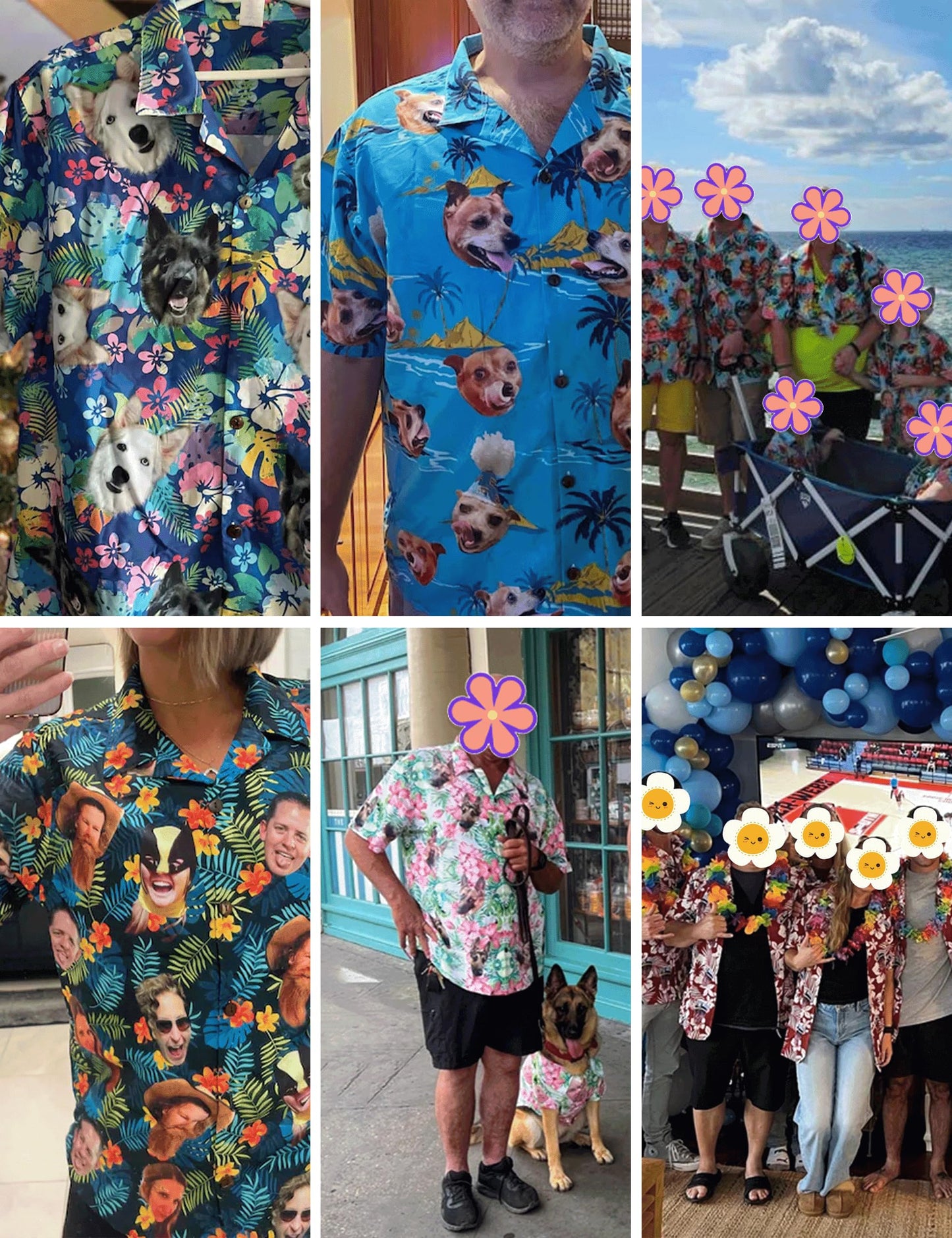 Byxhuc Custom Hawaiian Shirt for Men, Hawaiian Shirt with Faces on Them Custom for Men, Customizable Shirt with Pet Girlfriend Boyfriend Face for Women, Gifts for Vocation Beach Seaside for Women