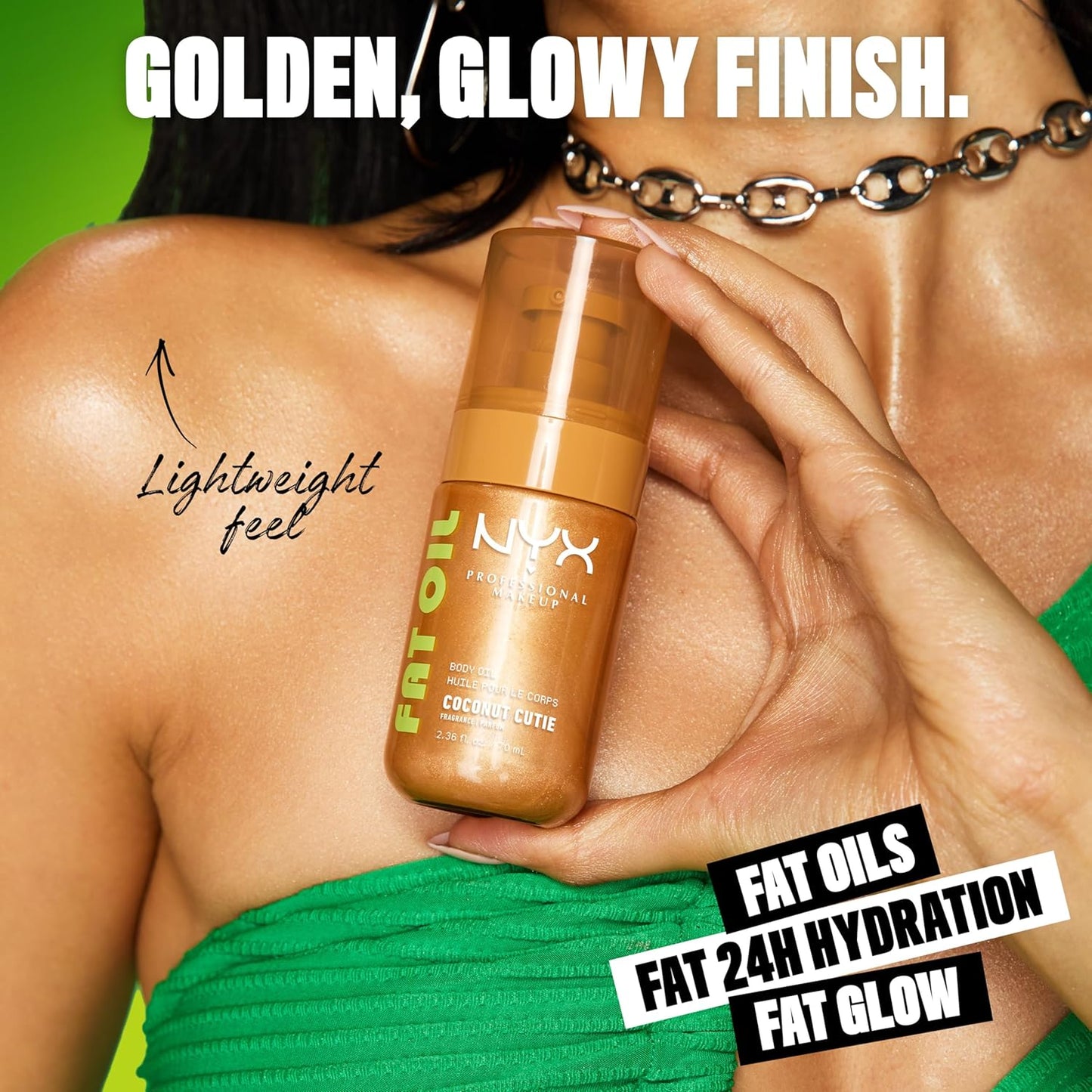 Fat Oil Body Oil - Coconut Scented Moisturizer with Vitamin E | 24HR Hydration & Glowing Skin