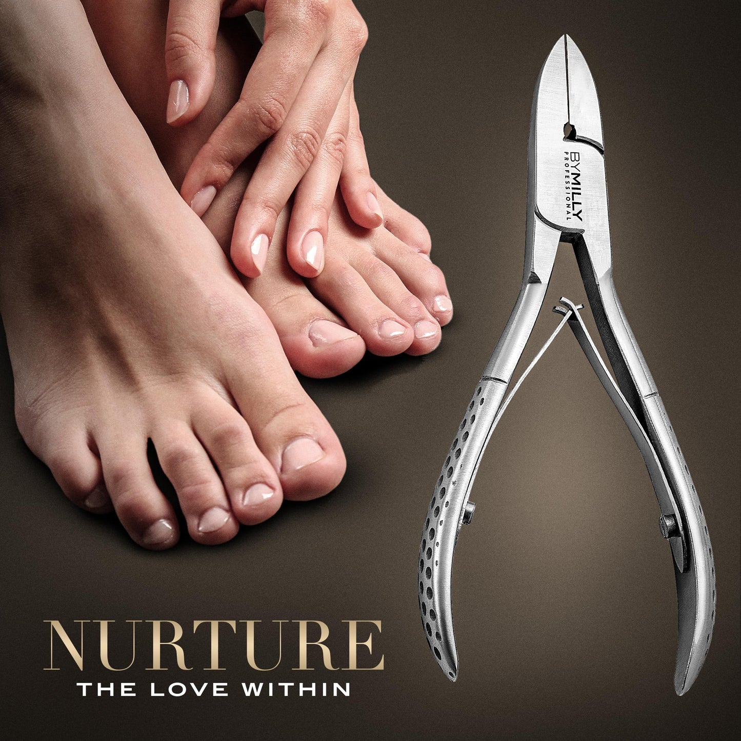 By MILLY Straight Blade Toenail Clippers for Thick Toenails, Professional Nail Clipper for Hard and Ingrown Toenails (Matte Silver)