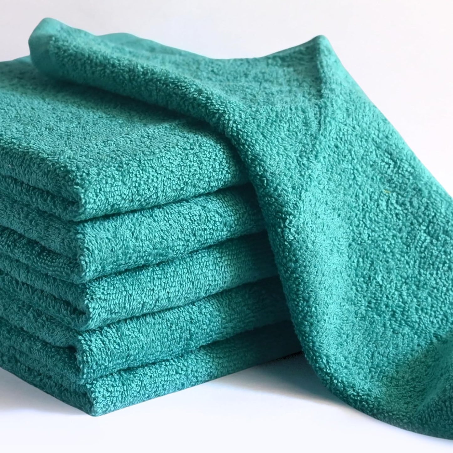 Turquoise Cotton Wash Cloths - Soft Absorbent Terry Towels | 12"x12" 6-Pack for Adults & Kids