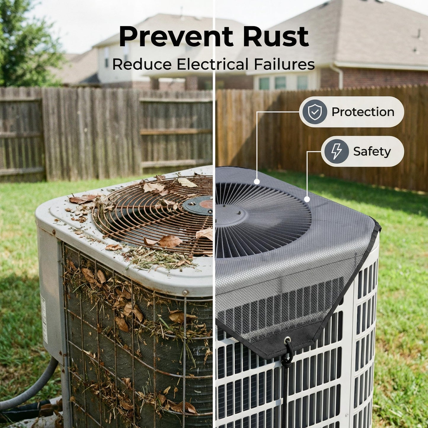 Moorrlii Air Conditioner Cover, AC Cover for Outside Unit with Zipper & Air Vents, Waterproof, UV Resistant, Universal Fit for Most Central Air Conditioner Condensers (Black-basic, 36'' x 36'')