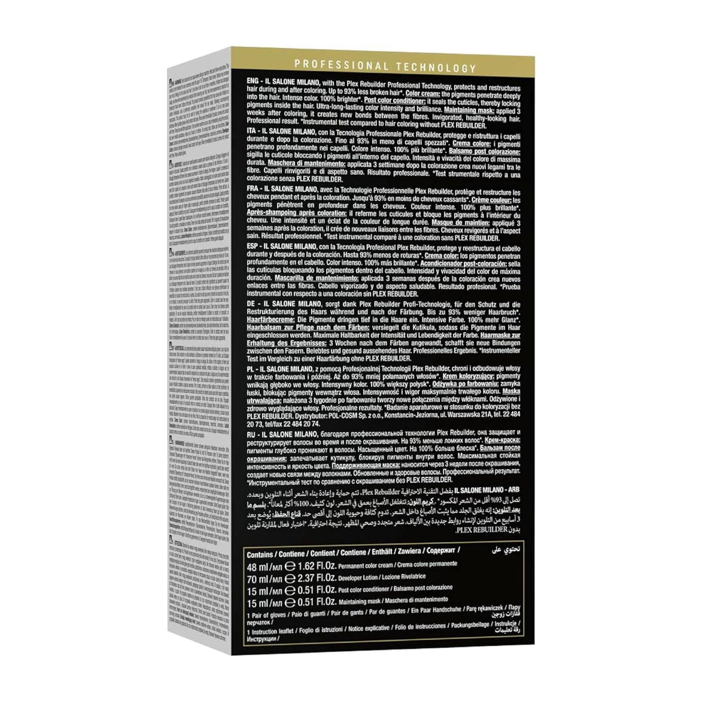 Plex Rebuilder Permanent Hair Color Cream - 1.0 Pure Black Dye Kit | Professional Salon Quality, Protects & Restructures