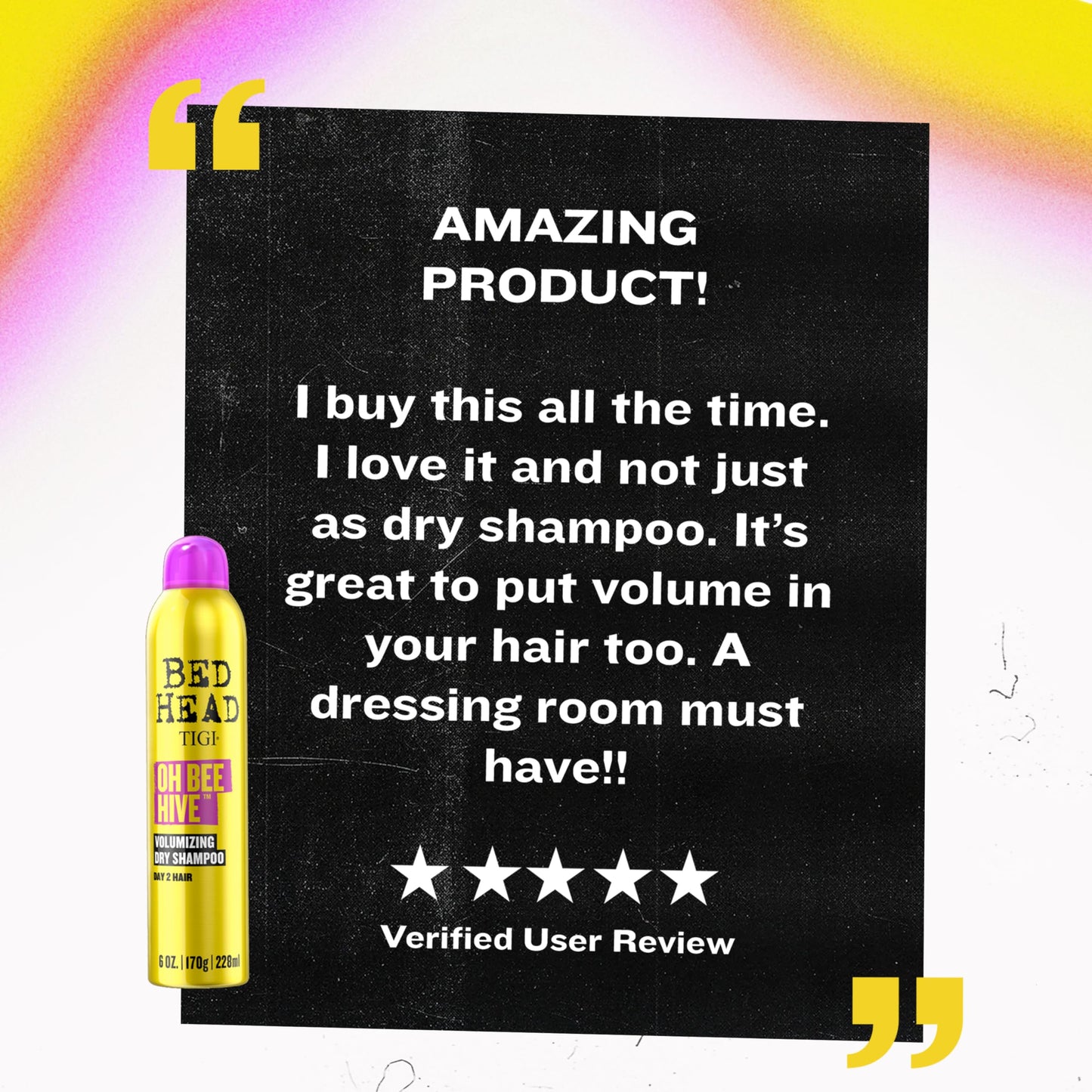 Bed Head by TIGI Oh Bee Hive volumizing Dry Shampoo for Day 2 Hair 6 oz