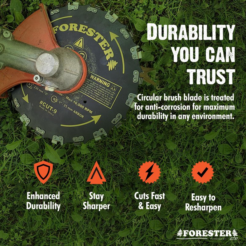 FORESTER Brush Cutter Trimmer Conversion Kit with Cut-9, Includes Safety Glasses, Earplugs, Gloves, Harness, Compatible with Echo Models SRM-225, SRM-225i, SRM-266, SRM-280, SRM-280S, and SRM-280T