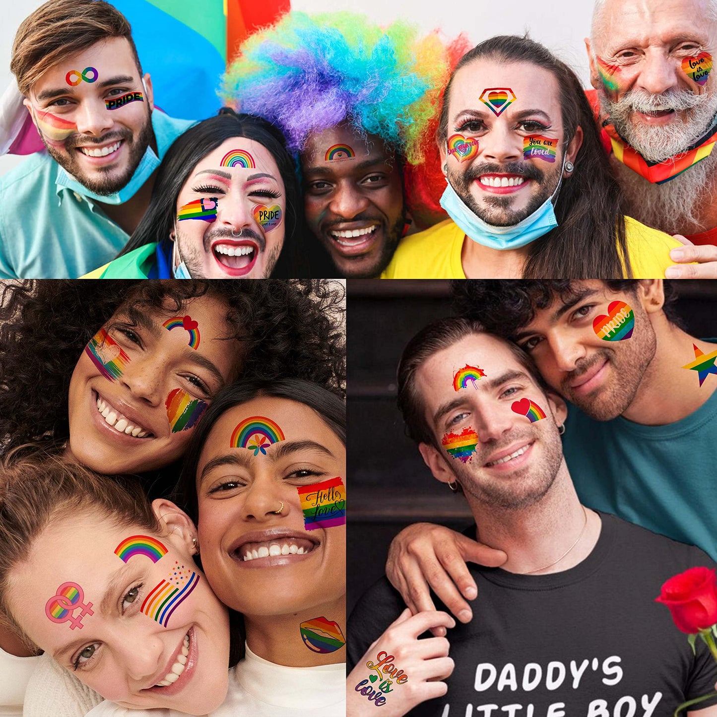 72 PCS Pride Tattoos, Rainbow Temporary Tattoos For Men Women Adults, LGBT Pride Face Tattoos Temporary, LGBTQ Flag Stripes Rainbow Body Stickers, LGBT Gay Pride Accessories Parade Celebrations Party