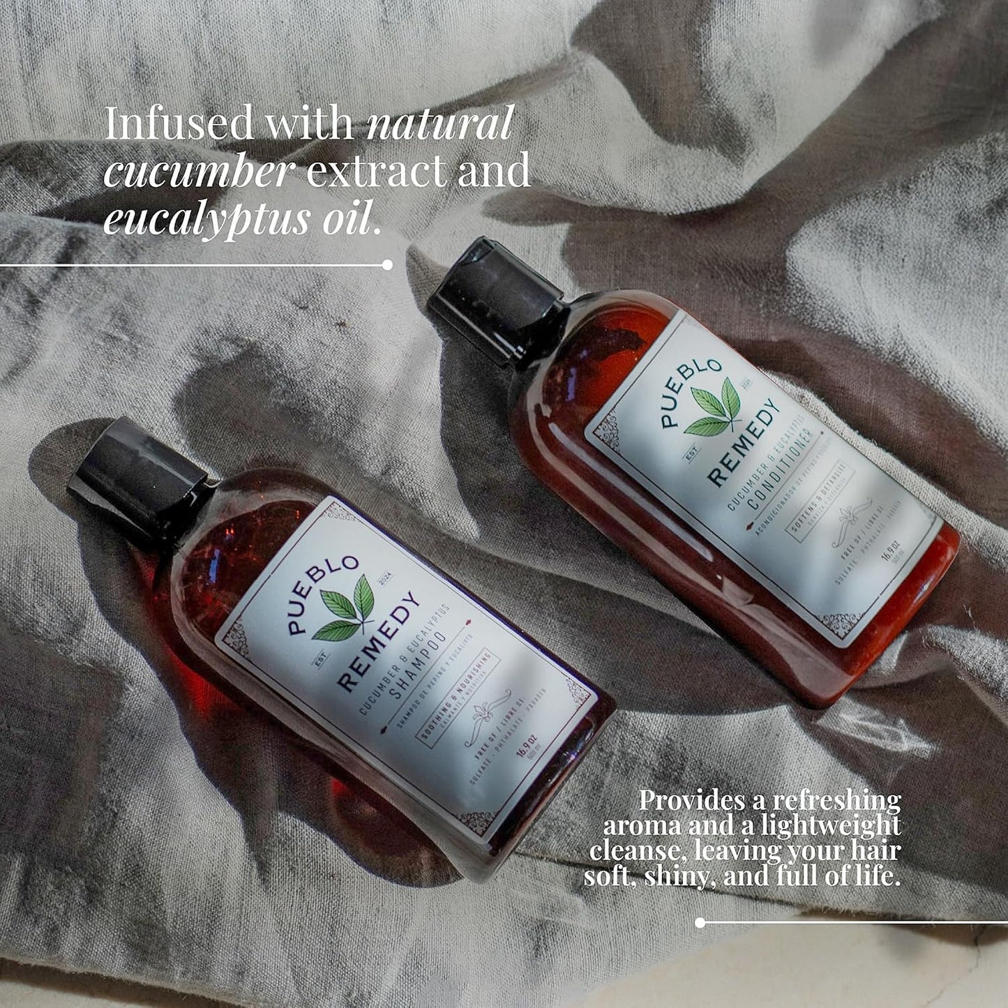 Pueblo Remedy Shampoo - Cucumber & Eucalyptus | Vegan, Cruelty-Free Hair Care, 16.9 Oz