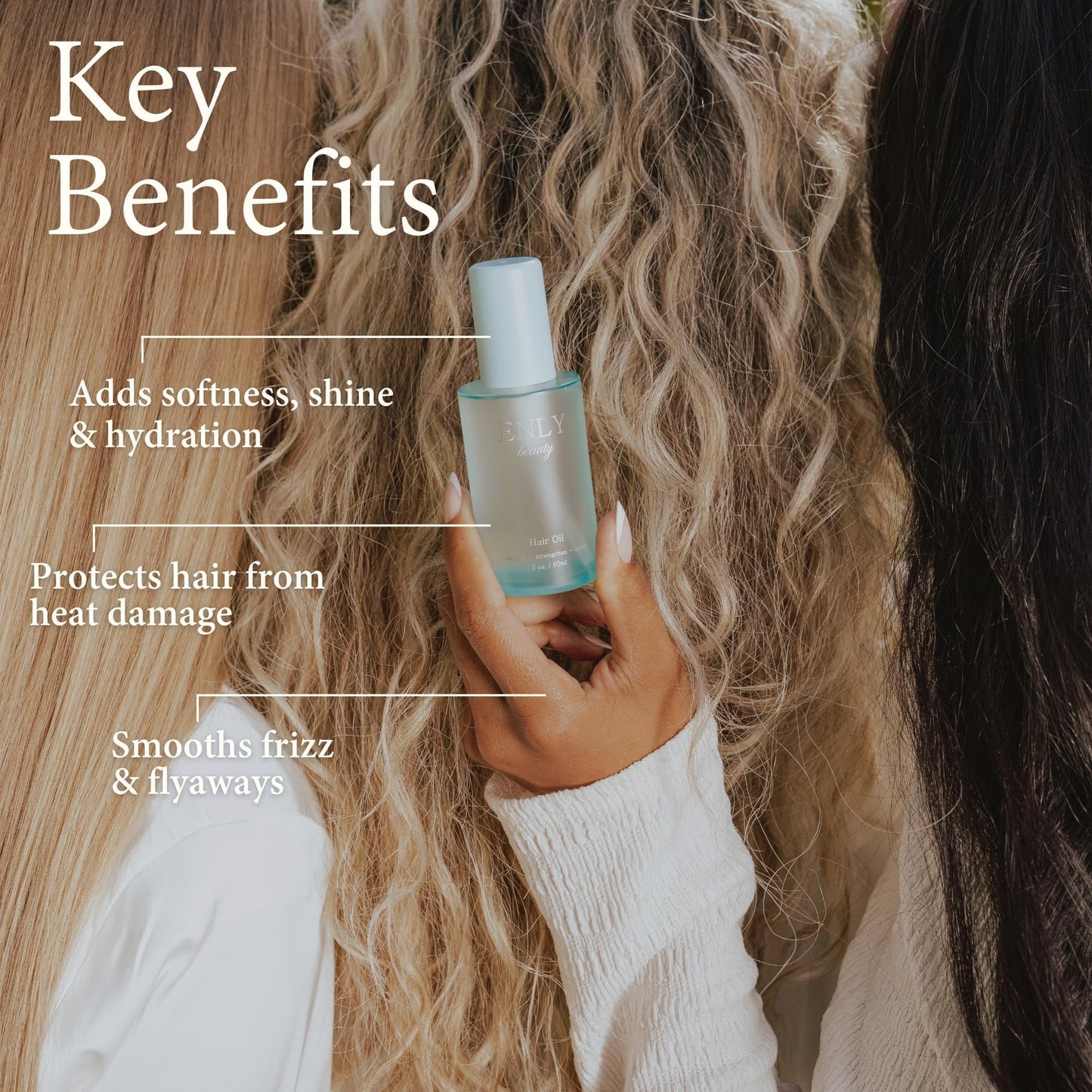 enly beauty Anti Frizz Hair Oil For Curly, Wavy & Straight Hair | Macadamia Oil, Elderberry, Meadowfoam Seed, Squalane, Dimethicone