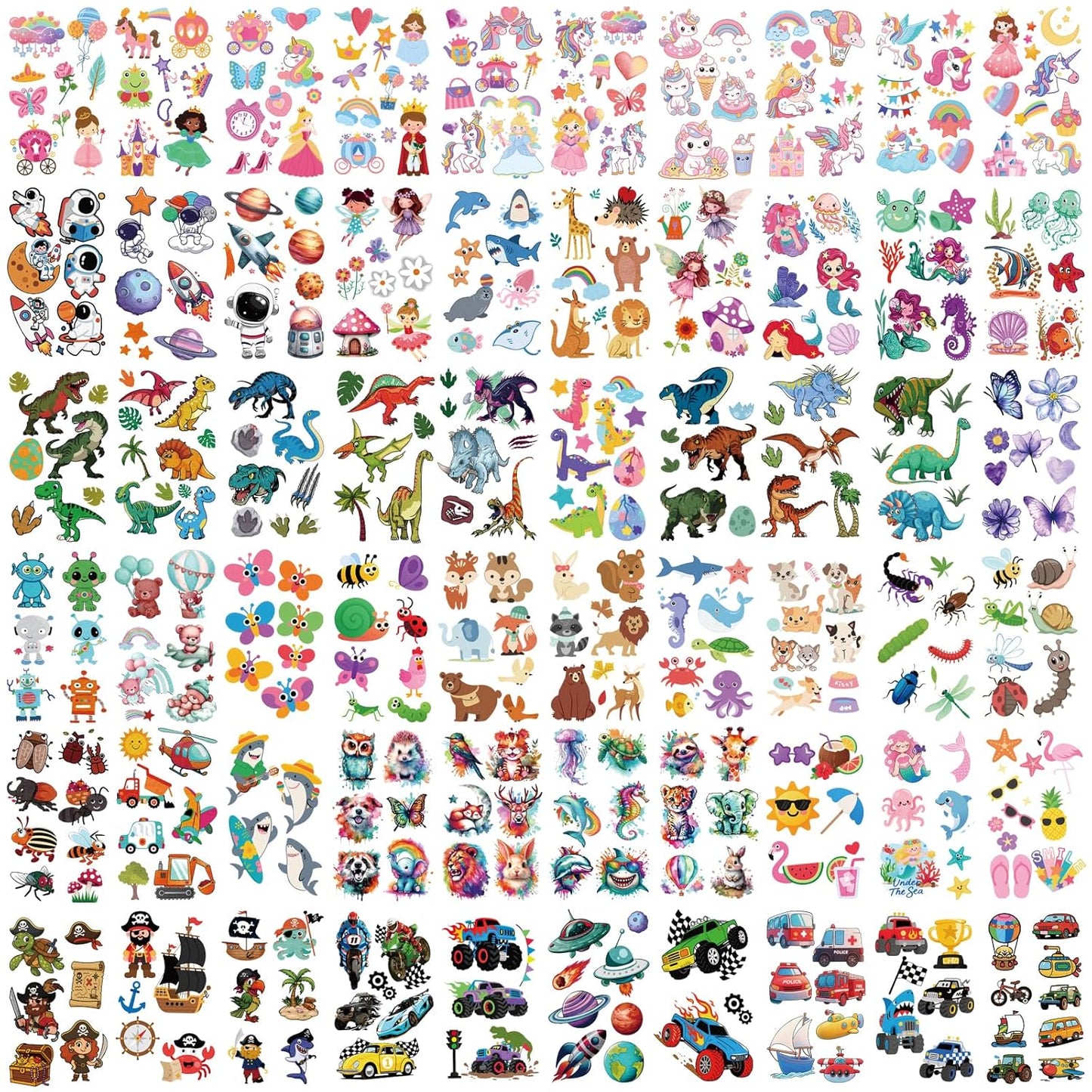 Glow Unicorn Princess Temporary Tattoos - 252+ PCS Luminous Stickers for Kids | Rainbow Castle & Fairy Theme Party Favors