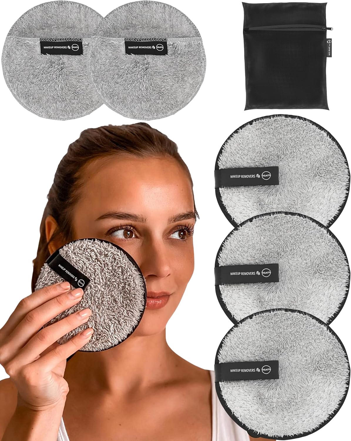 Ogato Reusable Makeup Remover Cloths - 5-Pack Microfiber Face Pads | Washable Makeup Eraser for All Skin Types