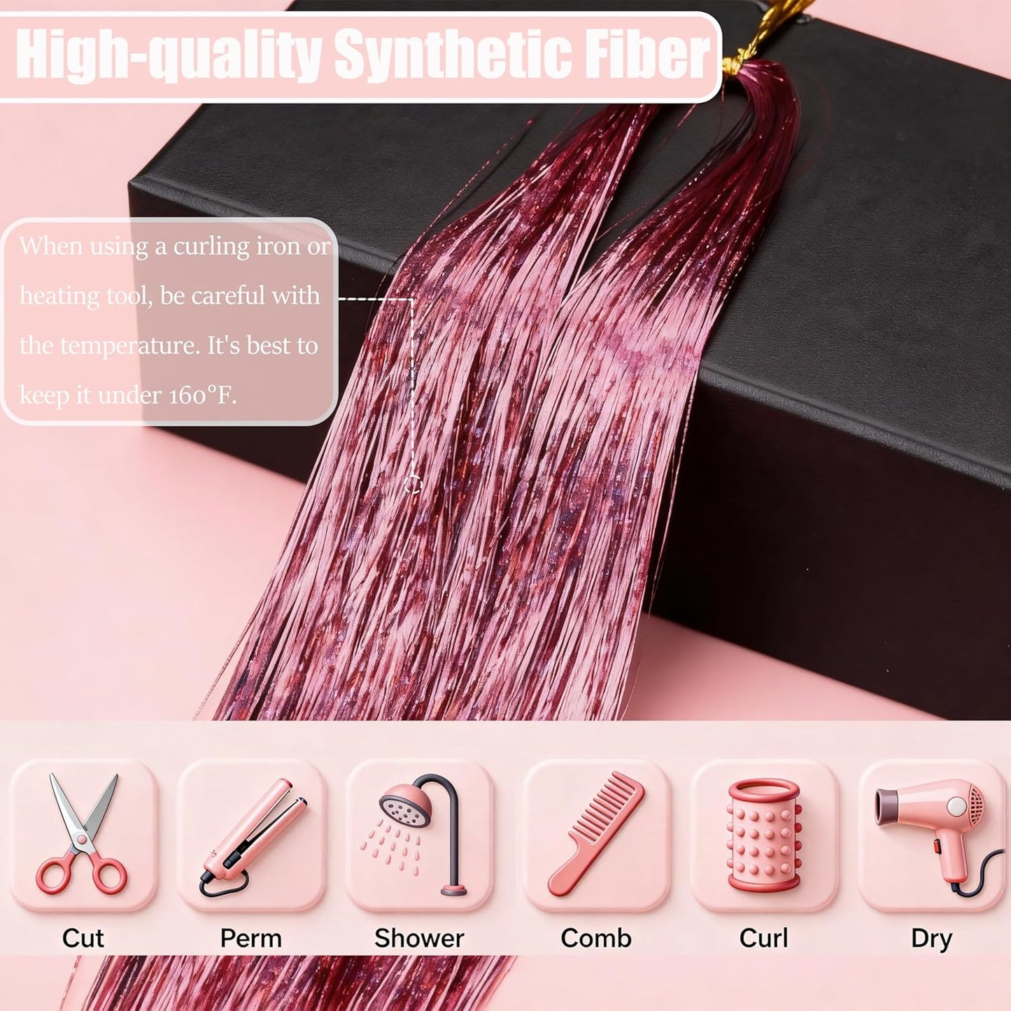 Hair Tinsel Kit - 30 Colors 48-Inch Glitter Extensions | Sparkling Heat-Resistant Fairy Hair for Festivals